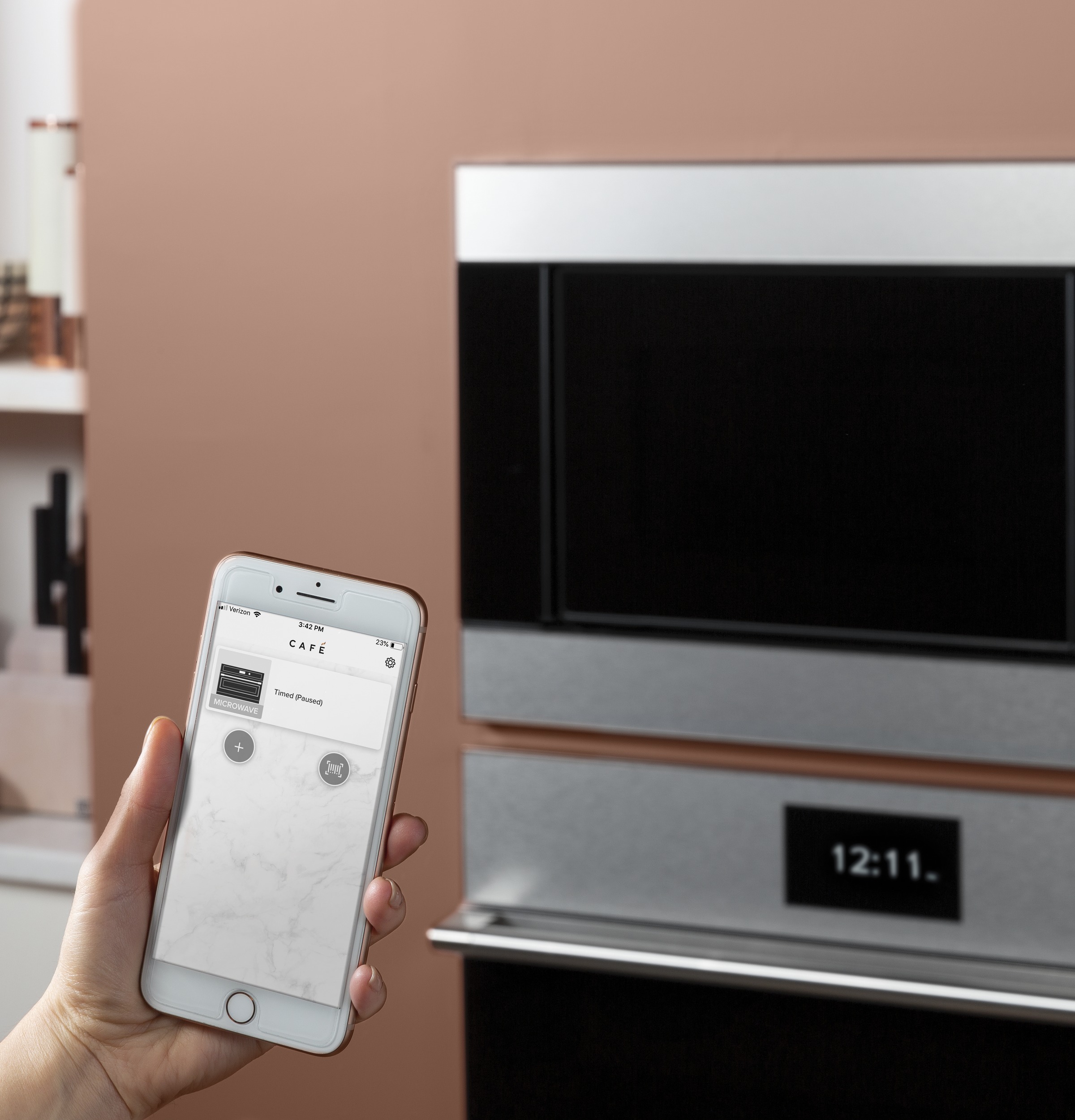 Café™ 1.5 Cu. Ft. Smart Countertop Convection/Microwave Oven in Platinum Glass