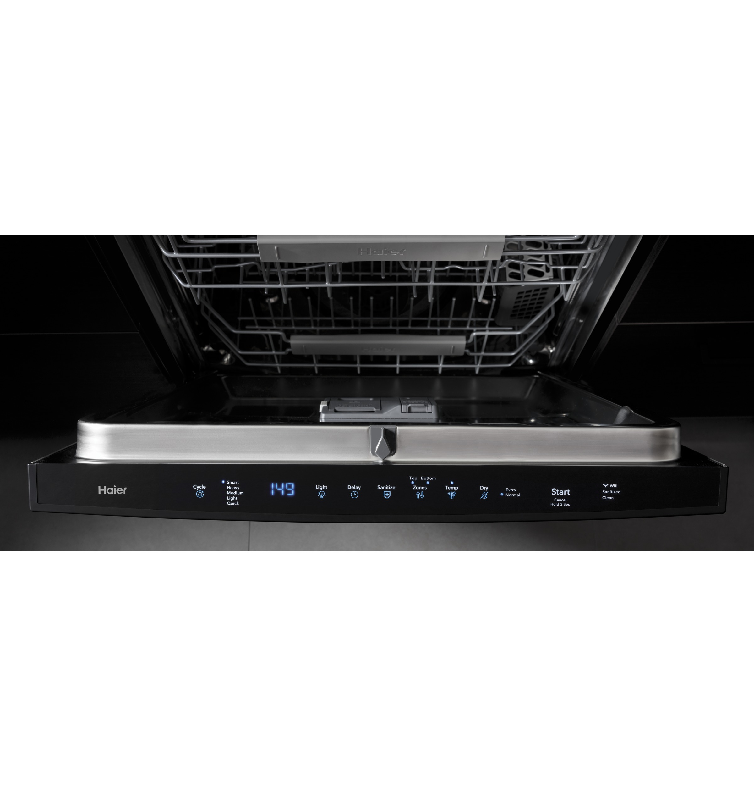 Haier Smart Top Control with Stainless Steel Interior Dishwasher with Sanitize Cycle