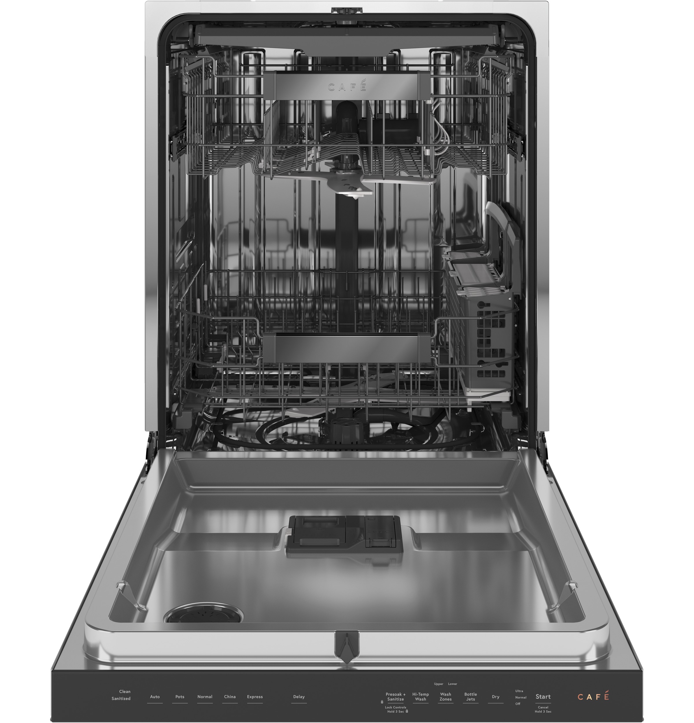 Café™ Stainless Steel Interior Dishwasher with Sanitize and Ultra Wash & Dry in Platinum Glass