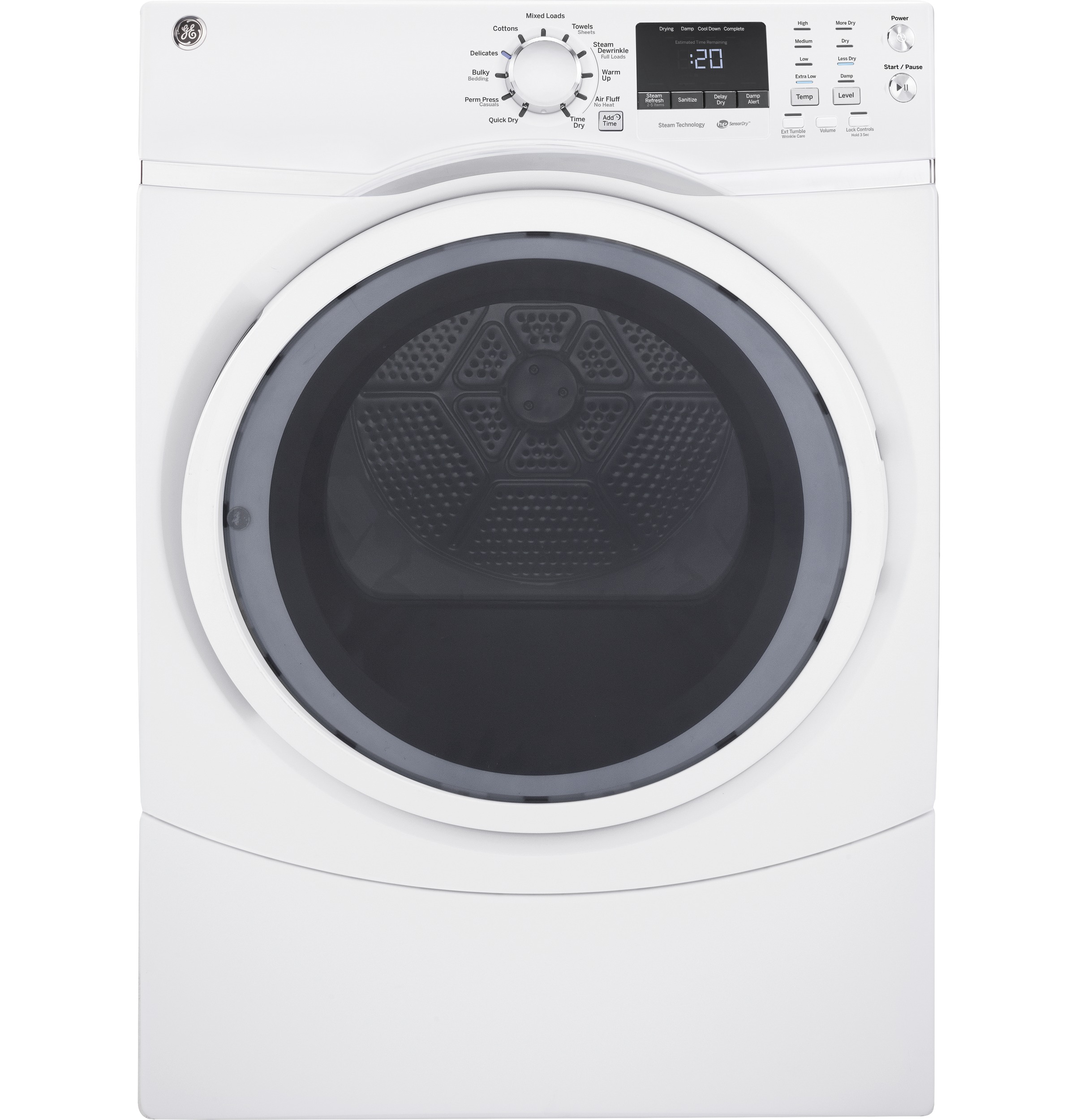 GE® 7.5 cu. ft. capacity Front Load gas dryer with steam