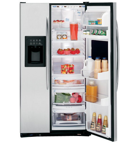GE Profile CustomStyle™ 22.6 Cu. Ft. Stainless Side-By-Side Refrigerator with Refreshment Center