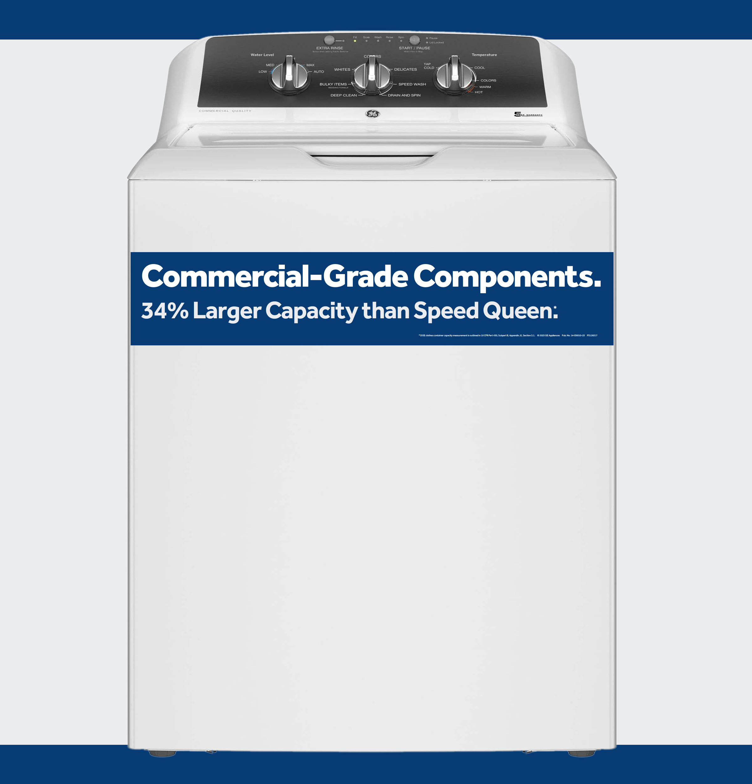 GE® 4.3 cu. ft. Capacity Washer with Stainless Steel Basket,5-yr Limited Warranty​