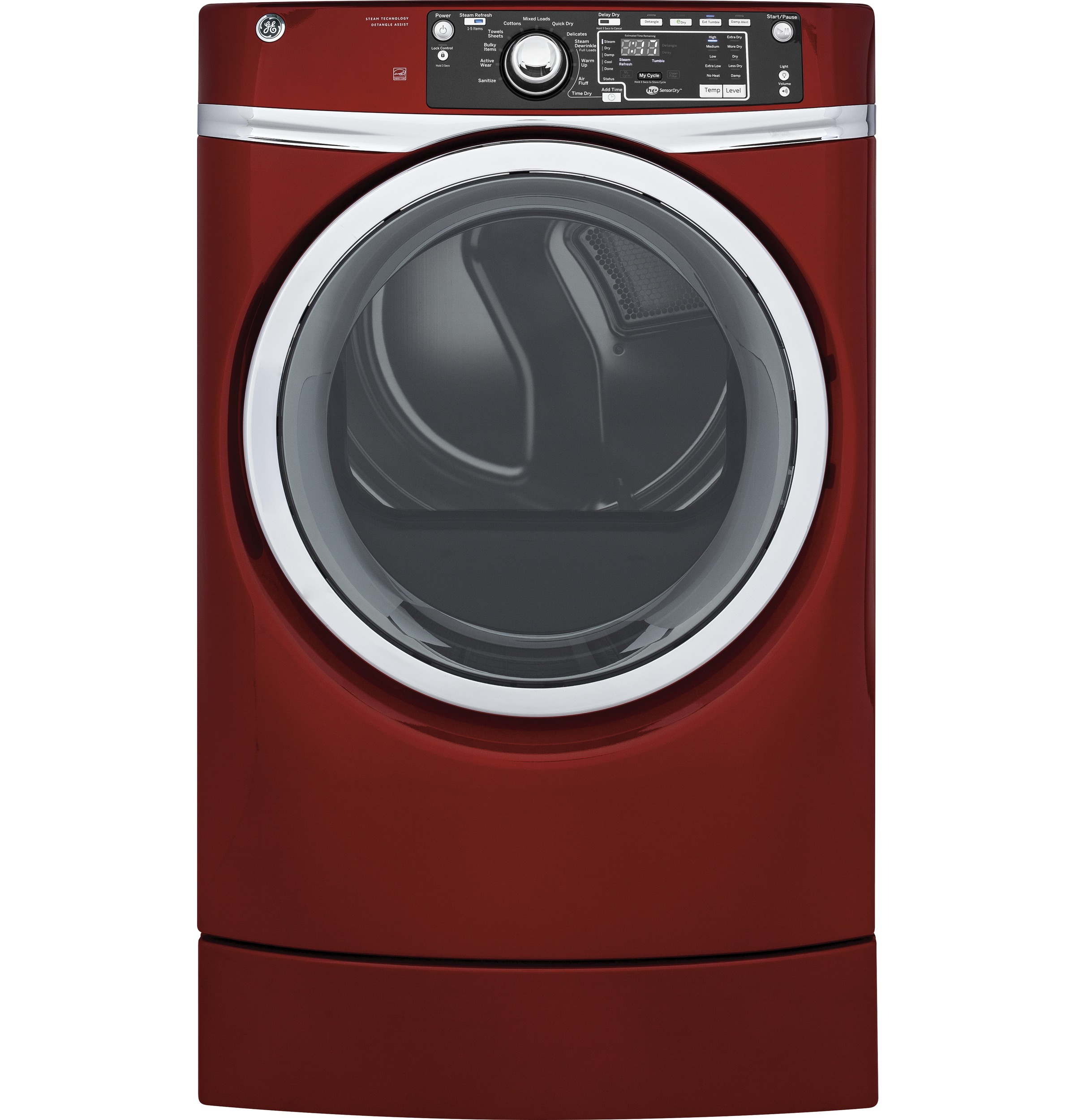 GE® 8.3 cu. ft. Capacity RightHeight™ Front Load Electric ENERGY STAR® Dryer with Steam