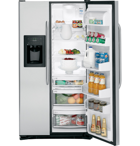 GE® Counter-Depth 22.7 Cu. Ft. Stainless Side-By-Side Refrigerator with Dispenser