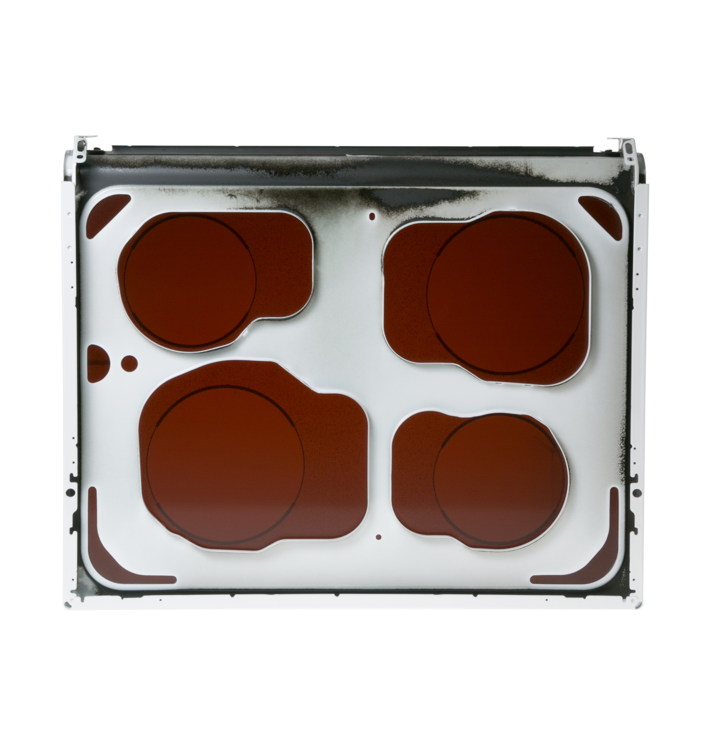 WB62T10786 Range glass cooktop assembly black glass, white metal