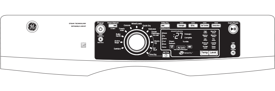 GE® 8.3 cu. ft. Capacity Front Load Gas ENERGY STAR® Dryer with Steam