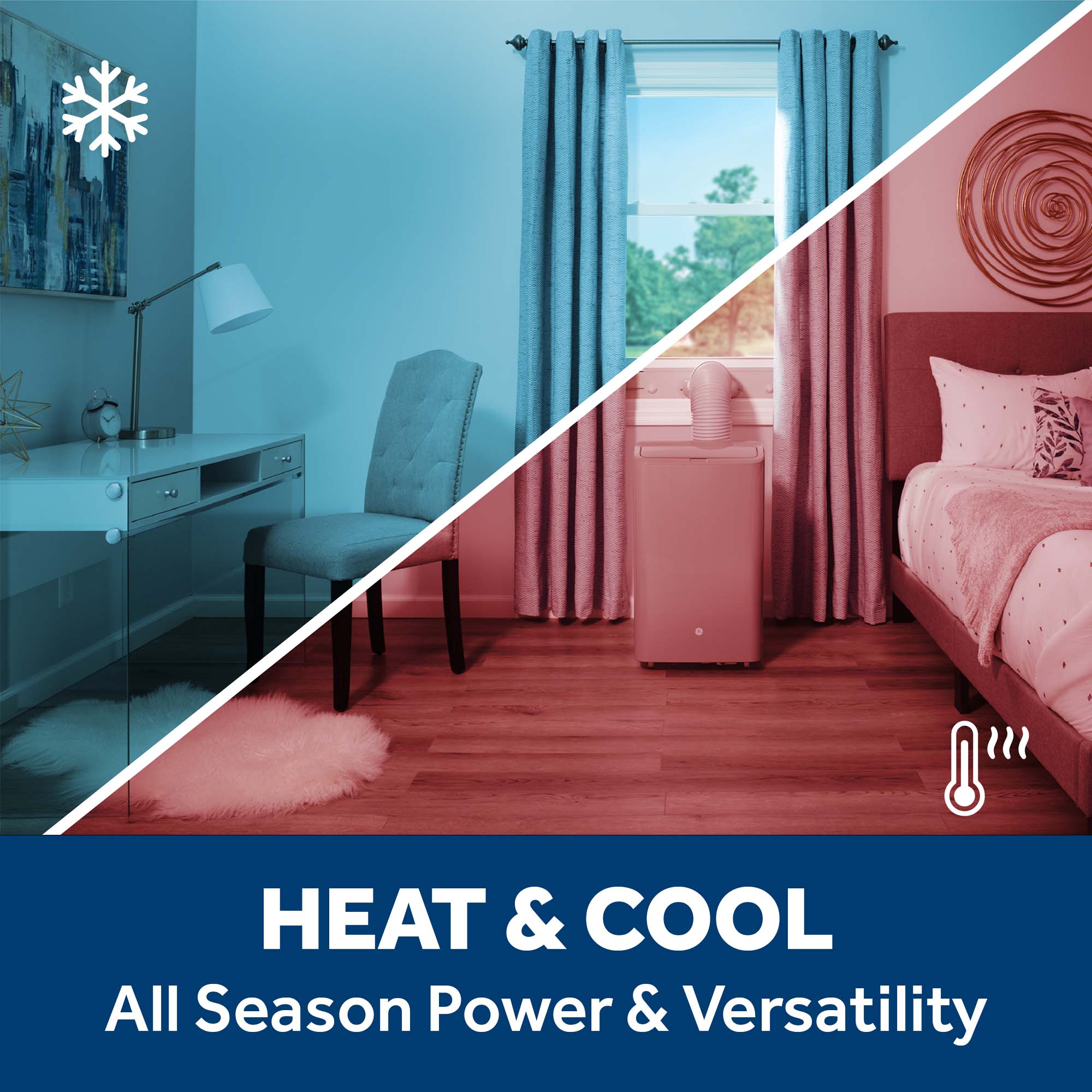 GE® 10,000 BTU Class Smart Heat/Cool Portable Air Conditioner for Medium Rooms up to 450 sq ft. (10,300 BTU DOE)