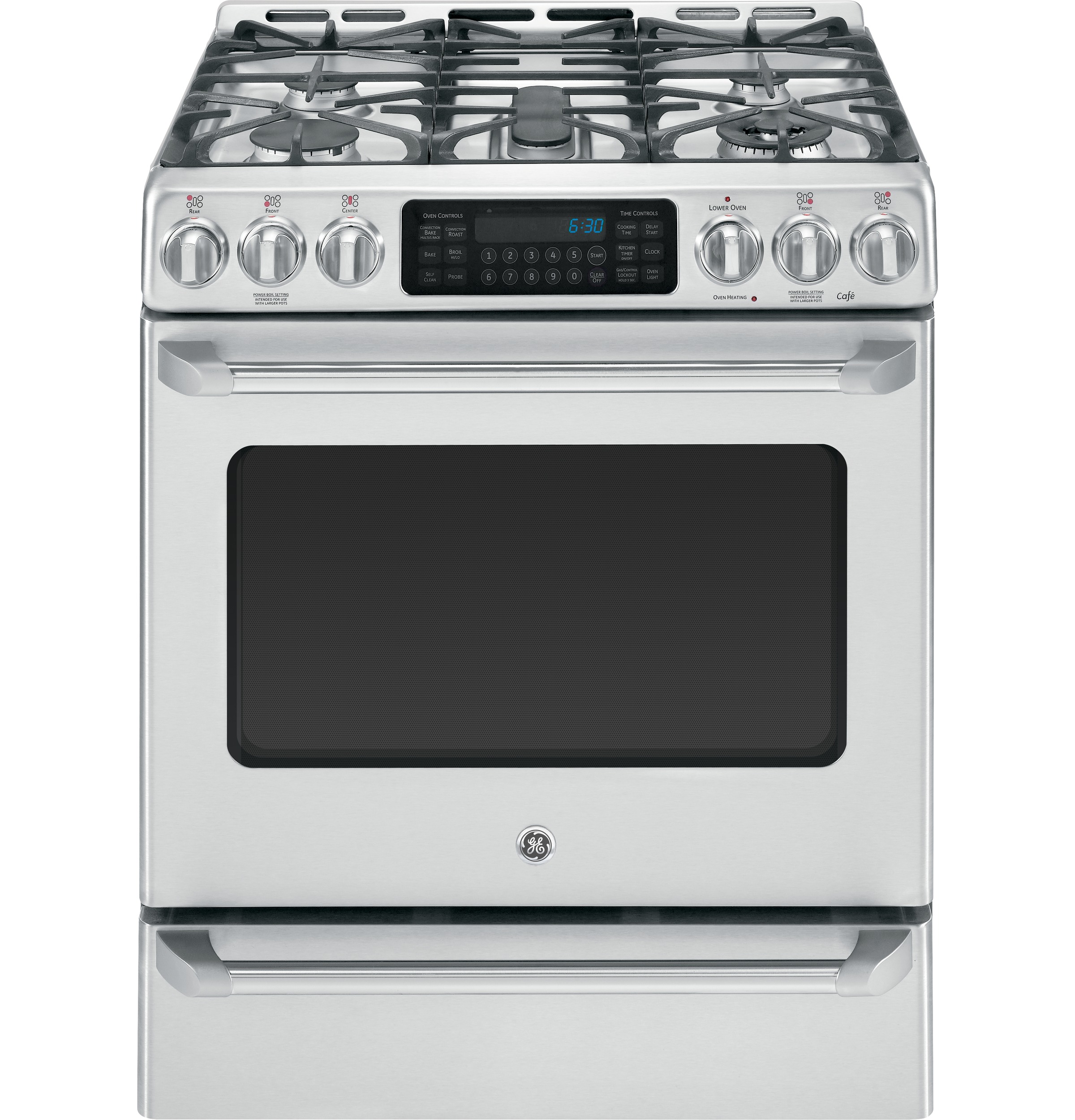 GE Café™ Series Slide-In Front Control Dual-Fuel Range with Baking Drawer