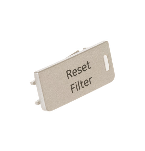 Refrigerator button reset filter assembly