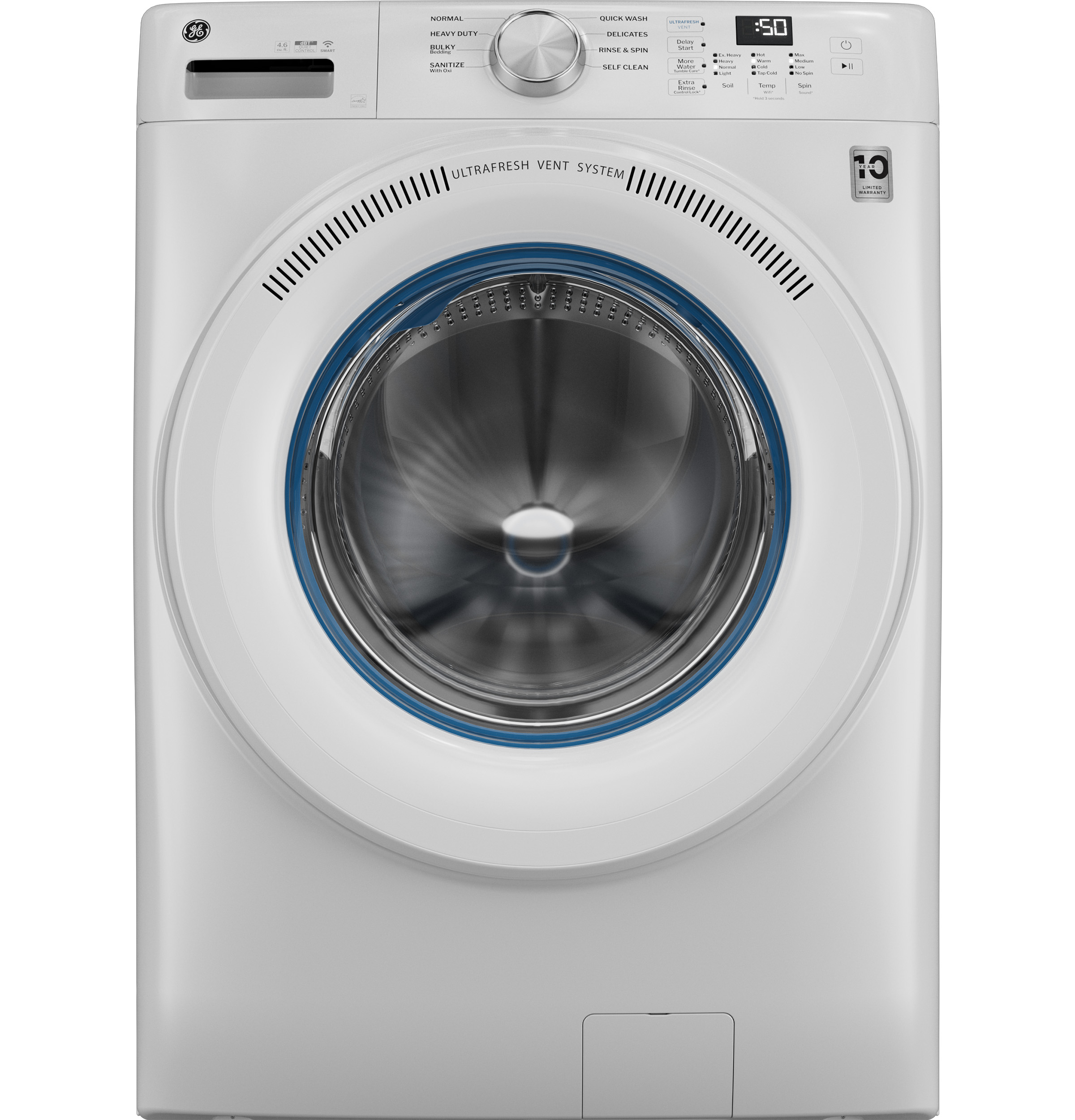 GE® ENERGY STAR® 4.6 cu. ft. Capacity Smart Front Load Washer with UltraFresh Vent System with OdorBlock™