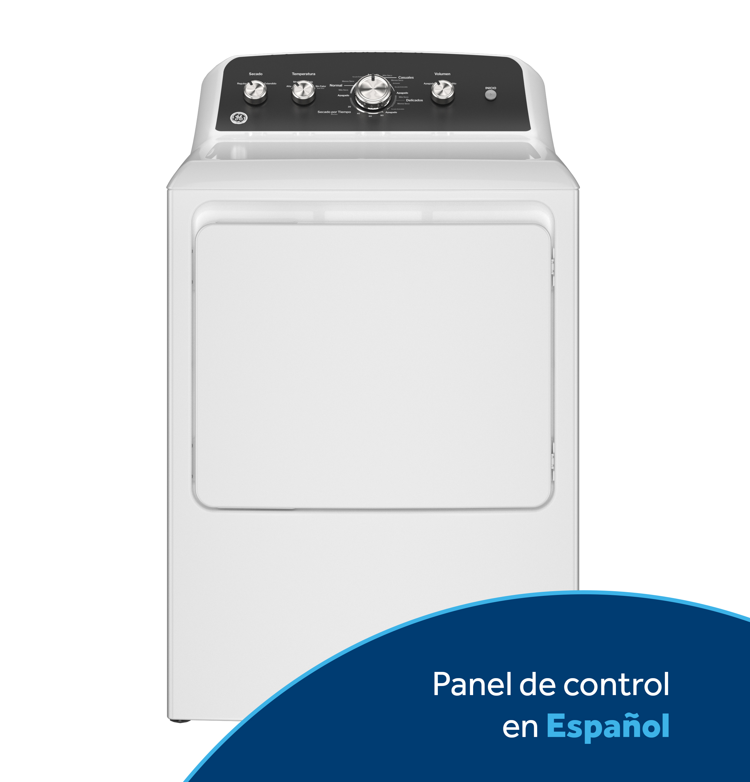 GE® 7.2 cu. ft. Capacity Electric Dryer with Spanish Panel and Up To 120 ft. Venting​