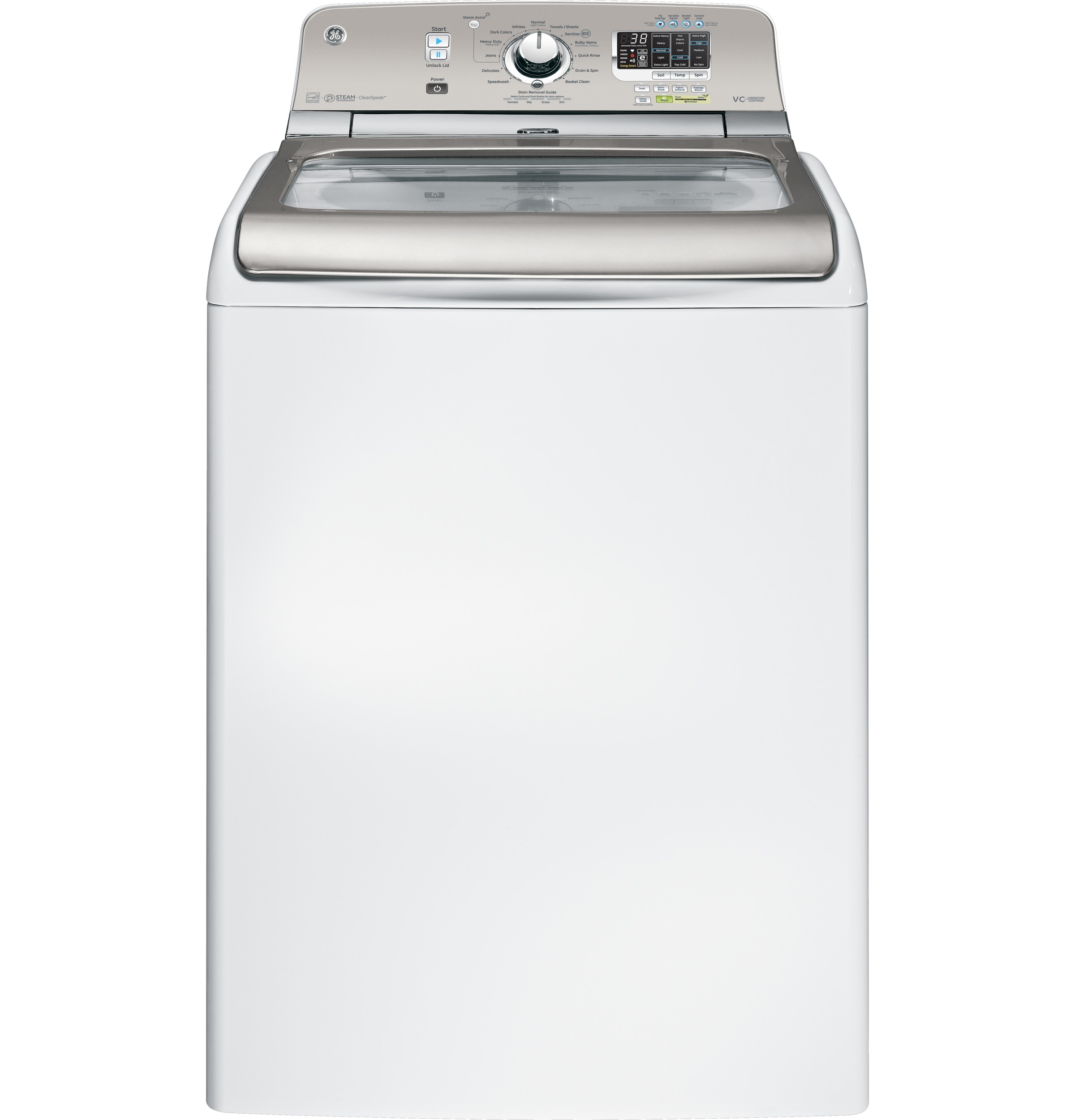 GE® 4.8 DOE cu. ft. capacity washer with stainless steel basket and steam