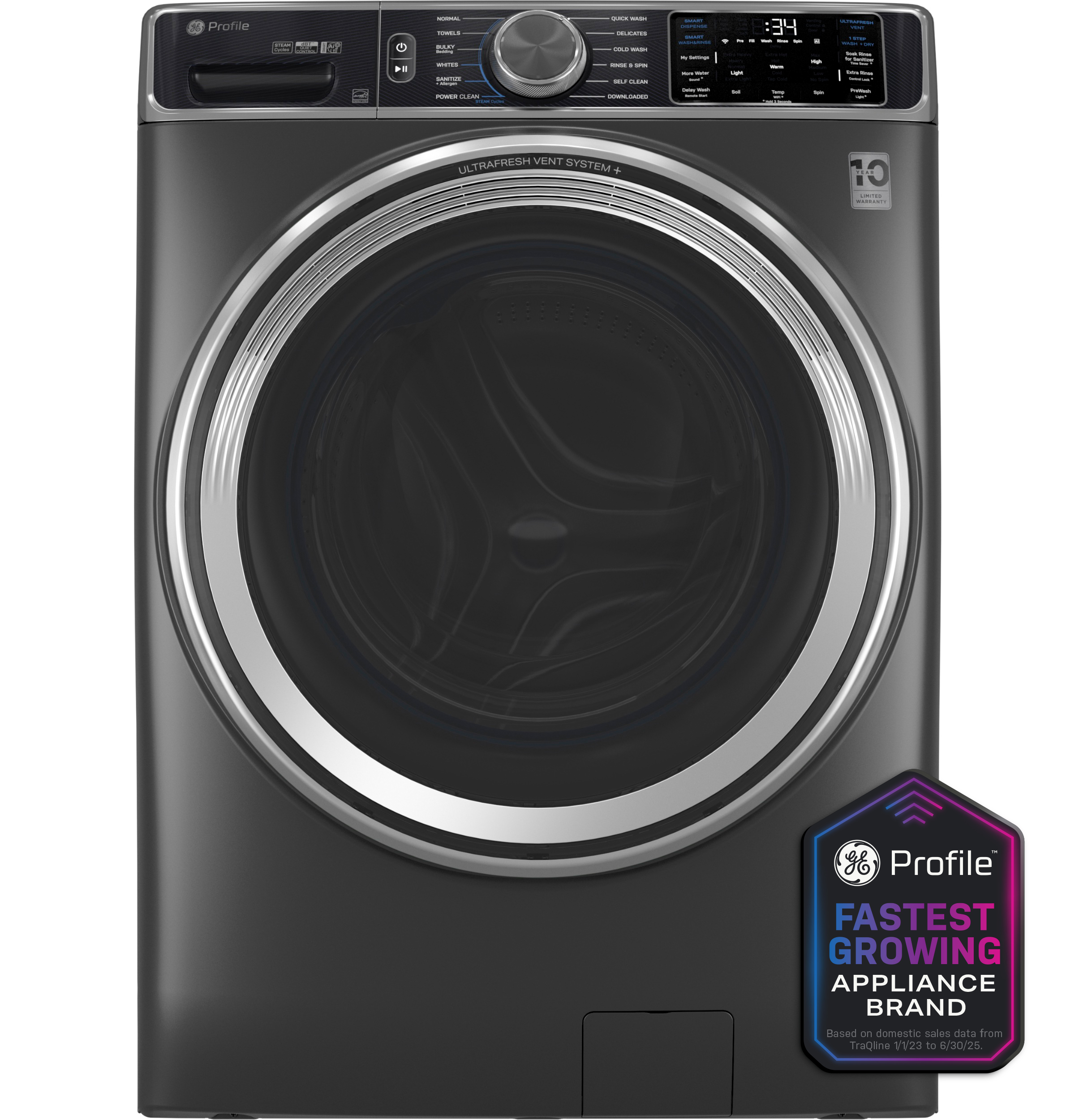 GE Profile™ 5.5 cu. ft. Capacity Smart Front Load ENERGY STAR® Steam Washer with UltraFresh Vent System+ and Smart Wash & Smart Rinse