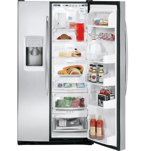 GE Profile™ 26.5 Cu. Ft. Stainless Side-by-Side Refrigerator with Integrated Dispenser