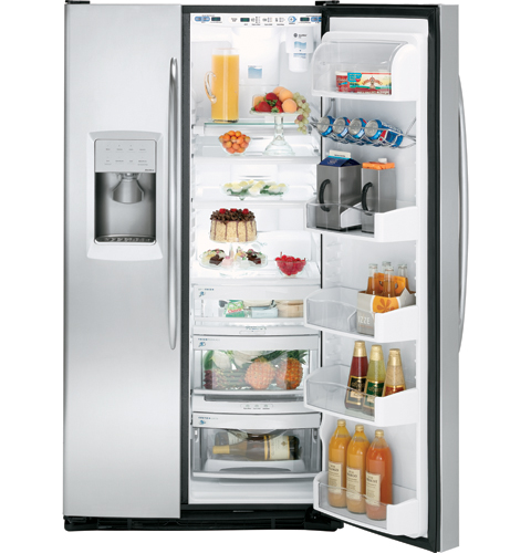 GE Profile™ ENERGY STAR® 25.5 Cu. Ft. Stainless Side-by-Side Refrigerator with Integrated Dispenser