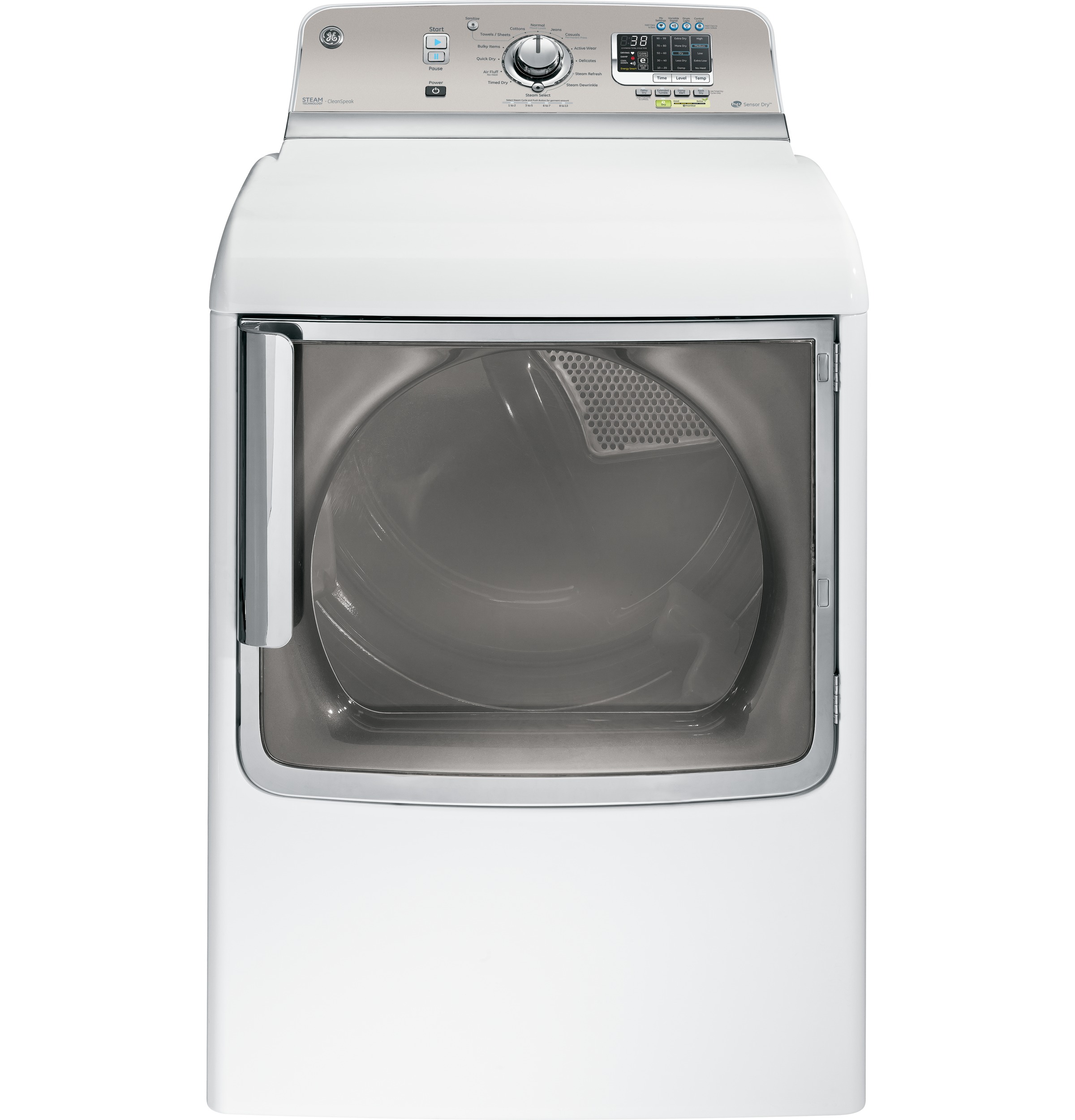 GE® 7.8 cu. ft. capacity gas dryer with stainless steel drum and steam