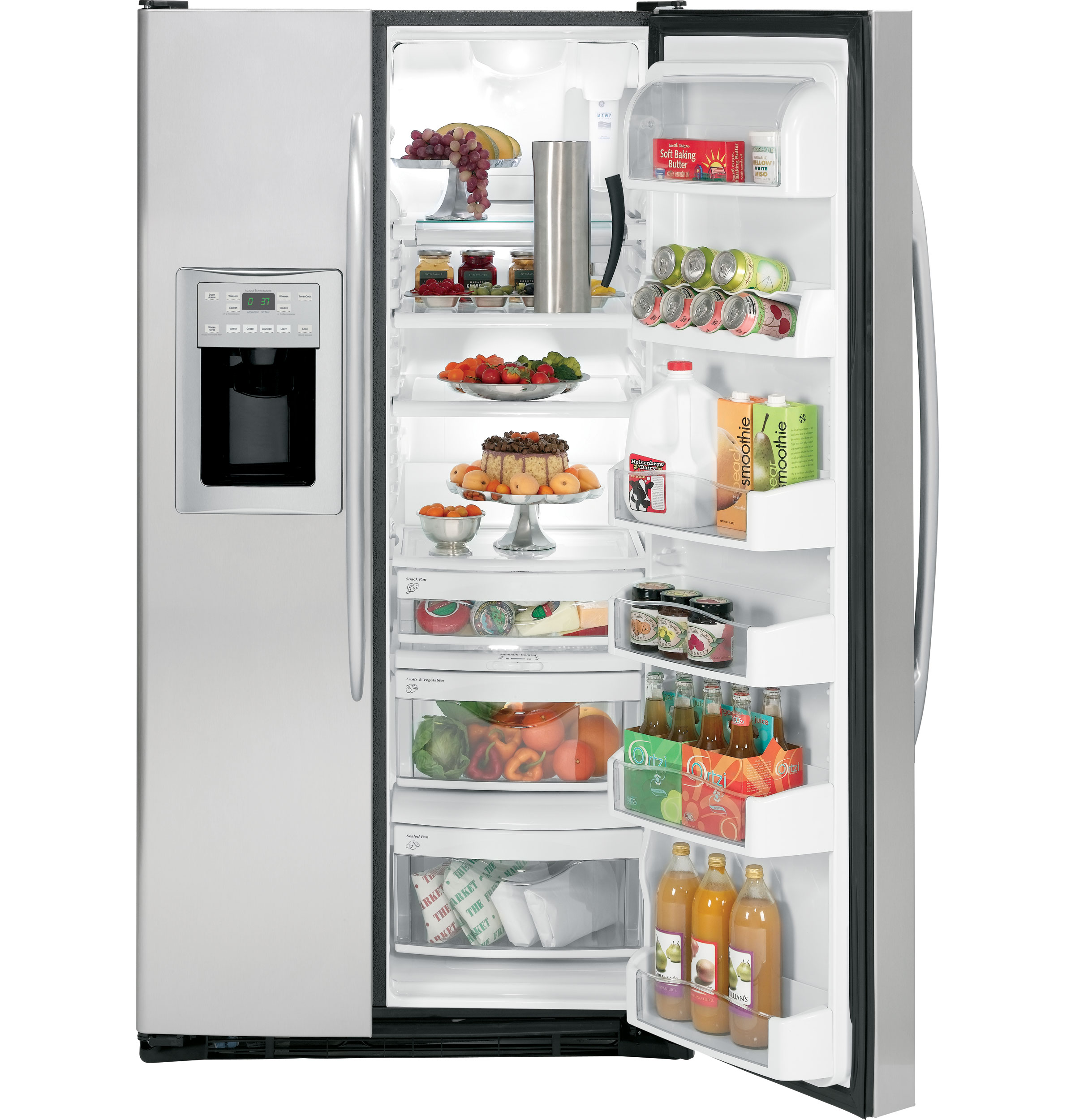 GE Profile™ 25.6 Cu. Ft. Stainless Side-by-Side Refrigerator with Dispenser