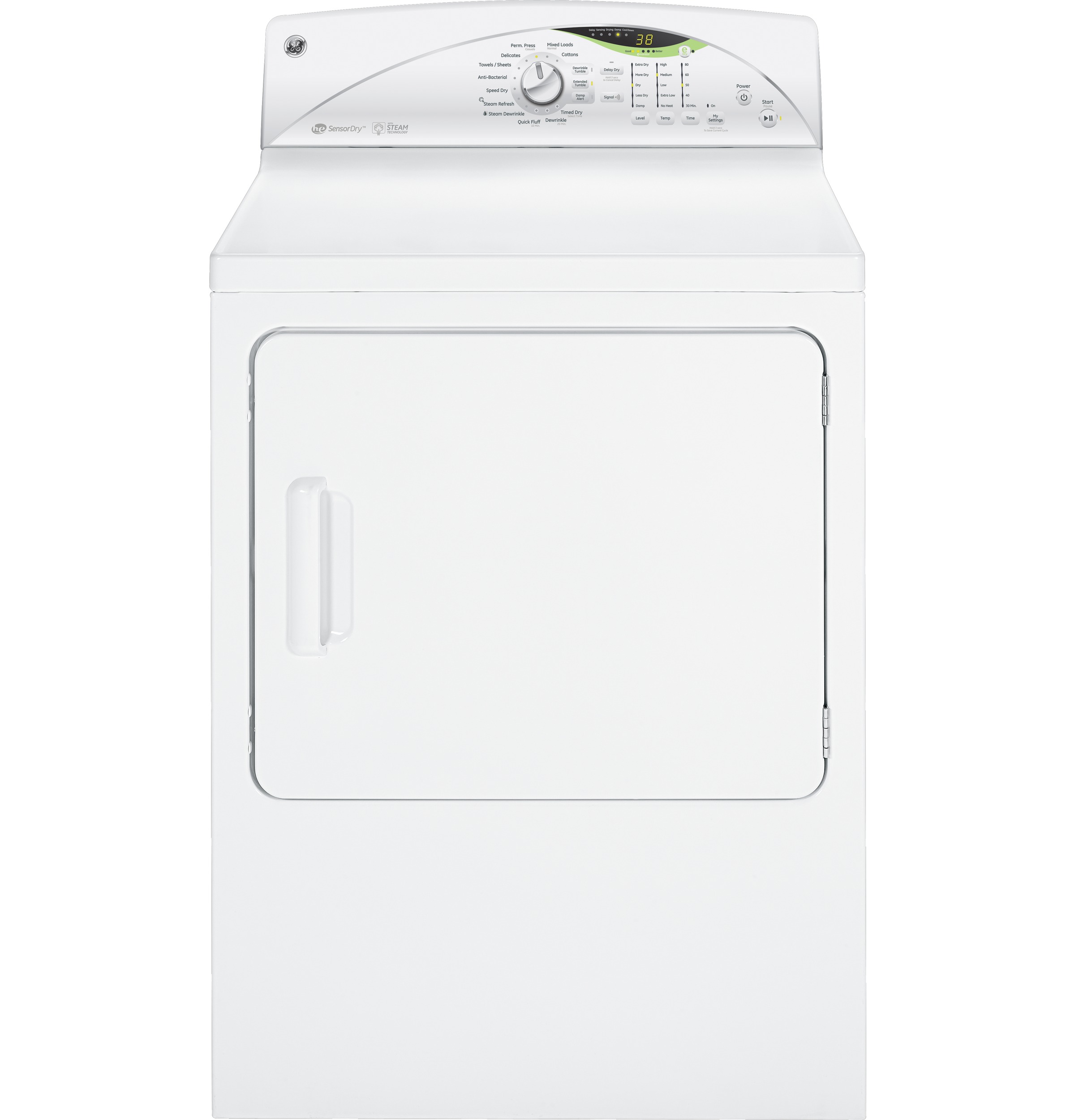 GE® 7.0 cu. ft. stainless steel capacity gas dryer with Steam and HE SensorDry™