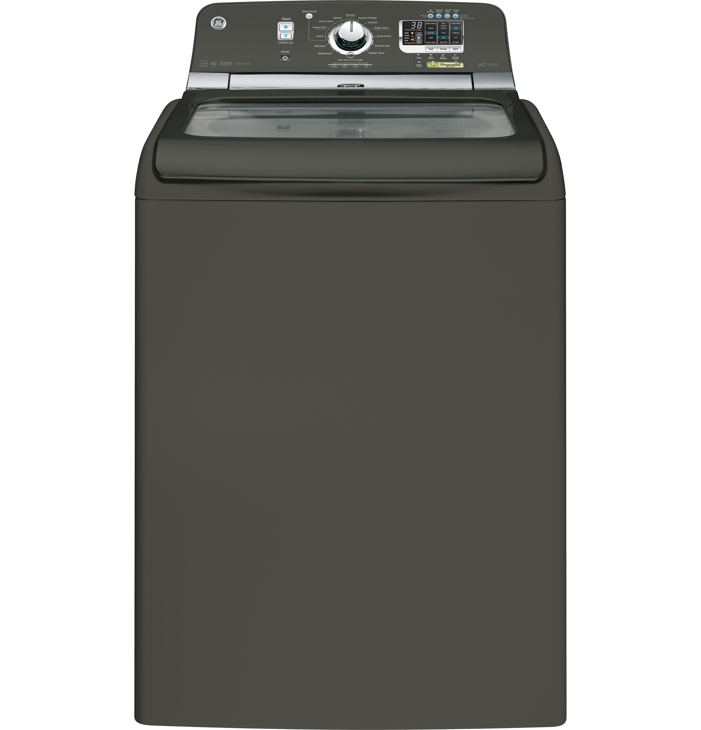 GE® 5.0 DOE cu. ft. capacity washer with stainless steel basket and steam