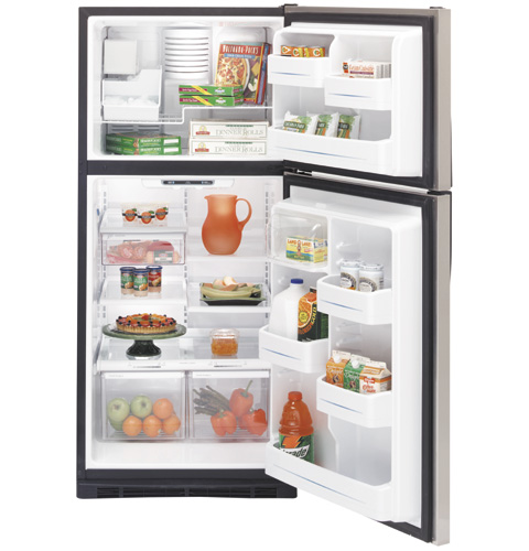GE® 17.9 Cu. Ft. Stainless Top-Freezer Refrigerator with Internal Dispenser