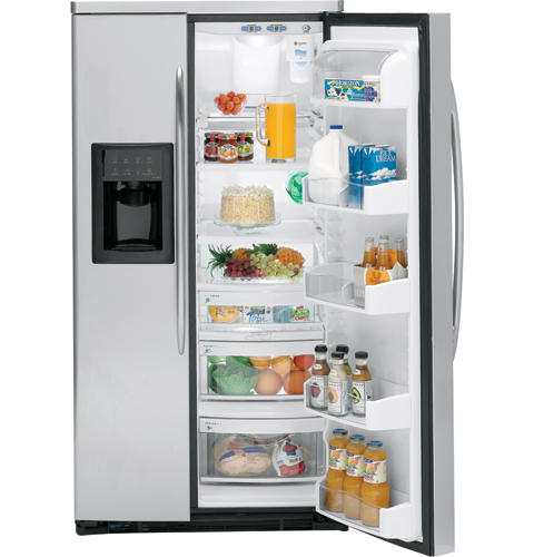 GE Profile™ ENERGY STAR® 25.6 Cu. Ft. Stainless-Wrapped Side-by-Side Refrigerator with Dispenser