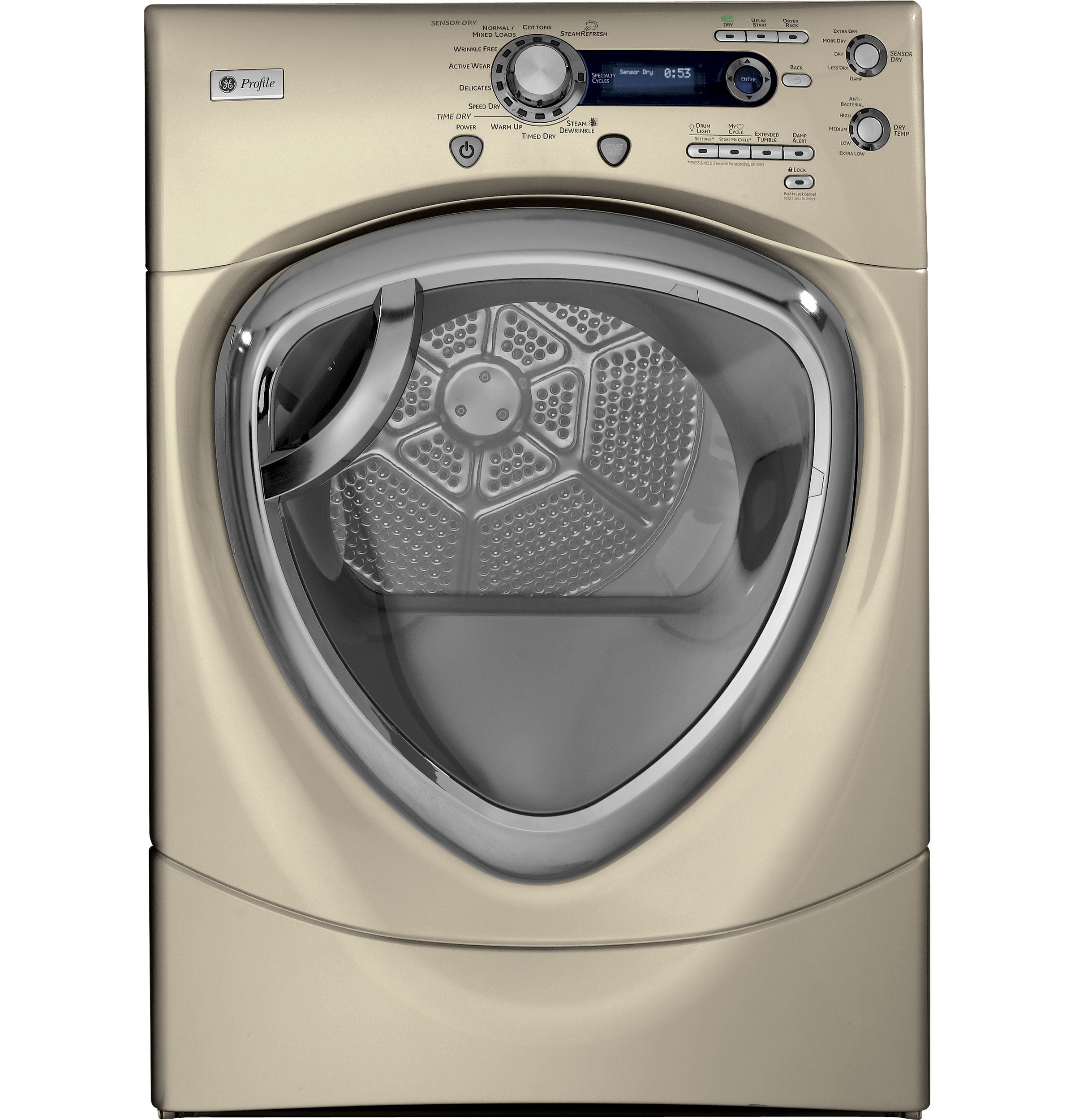 GE Profile 7.5 cu. ft. stainless steel capacity frontload dryer with Steam