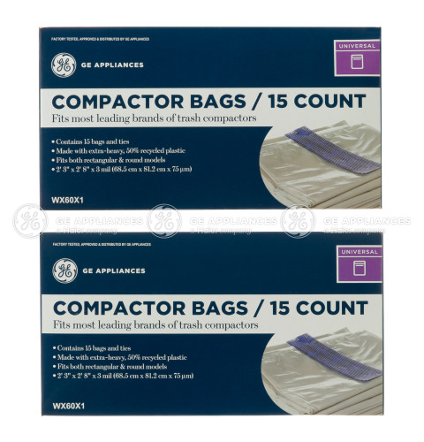 COMPACTOR BAGS, 2 PACK — Model #: WX60X1-2PK