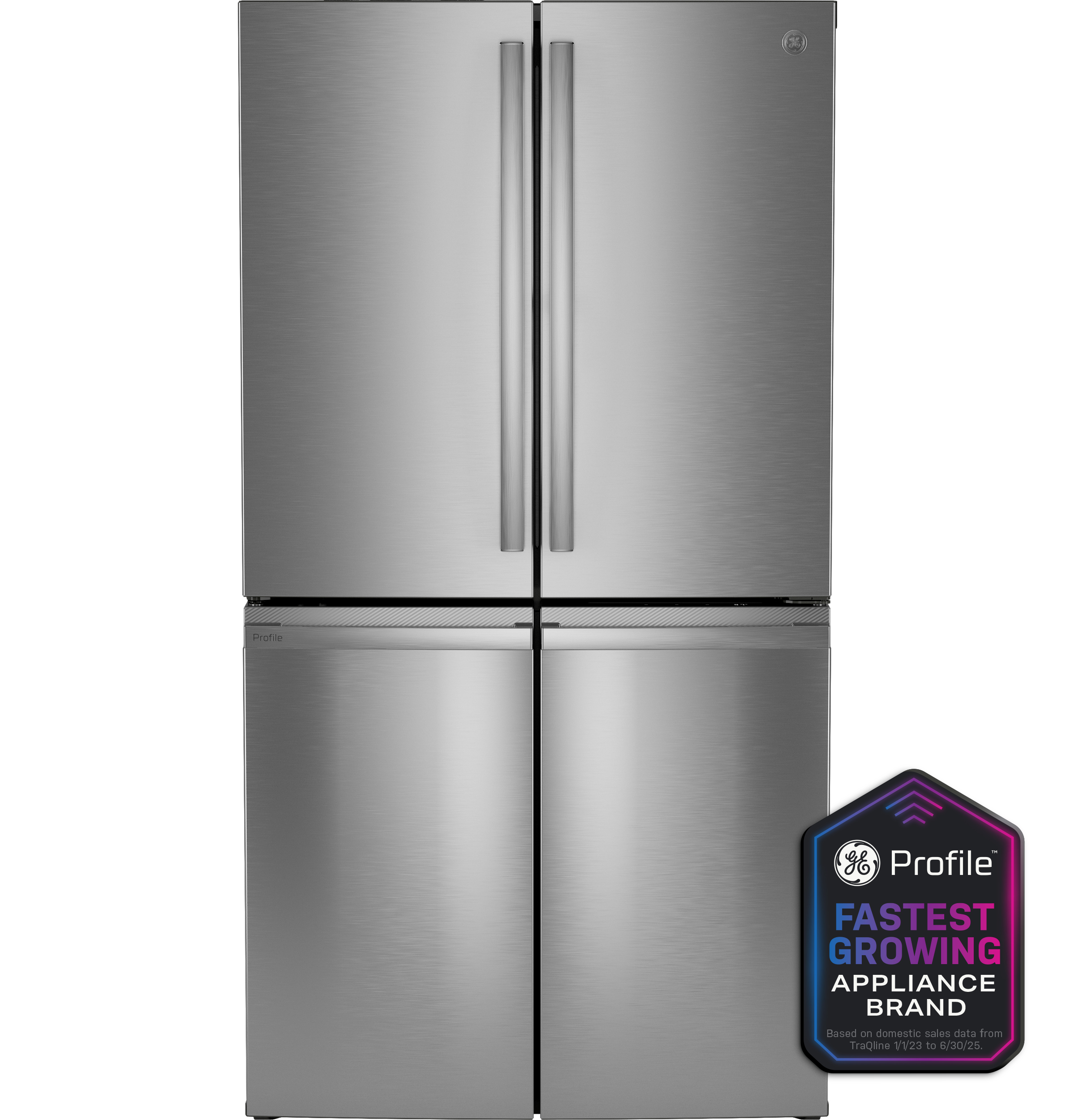 GE Profile™ ENERGY STAR® 22.9 Cu. Ft. Counter-Depth Quad-Door Refrigerator with Dual-Dispense AutoFill Pitcher and Door in Door