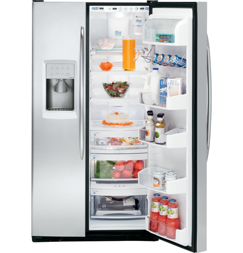 GE Profile™ 28.5 Cu. Ft. Stainless Side-by-Side Refrigerator with Integrated Dispenser