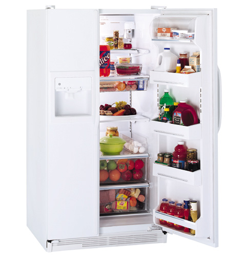 GE® 25.6 Cu. Ft. Side-by-Side Refrigerator with Dispenser and Water by Culligan