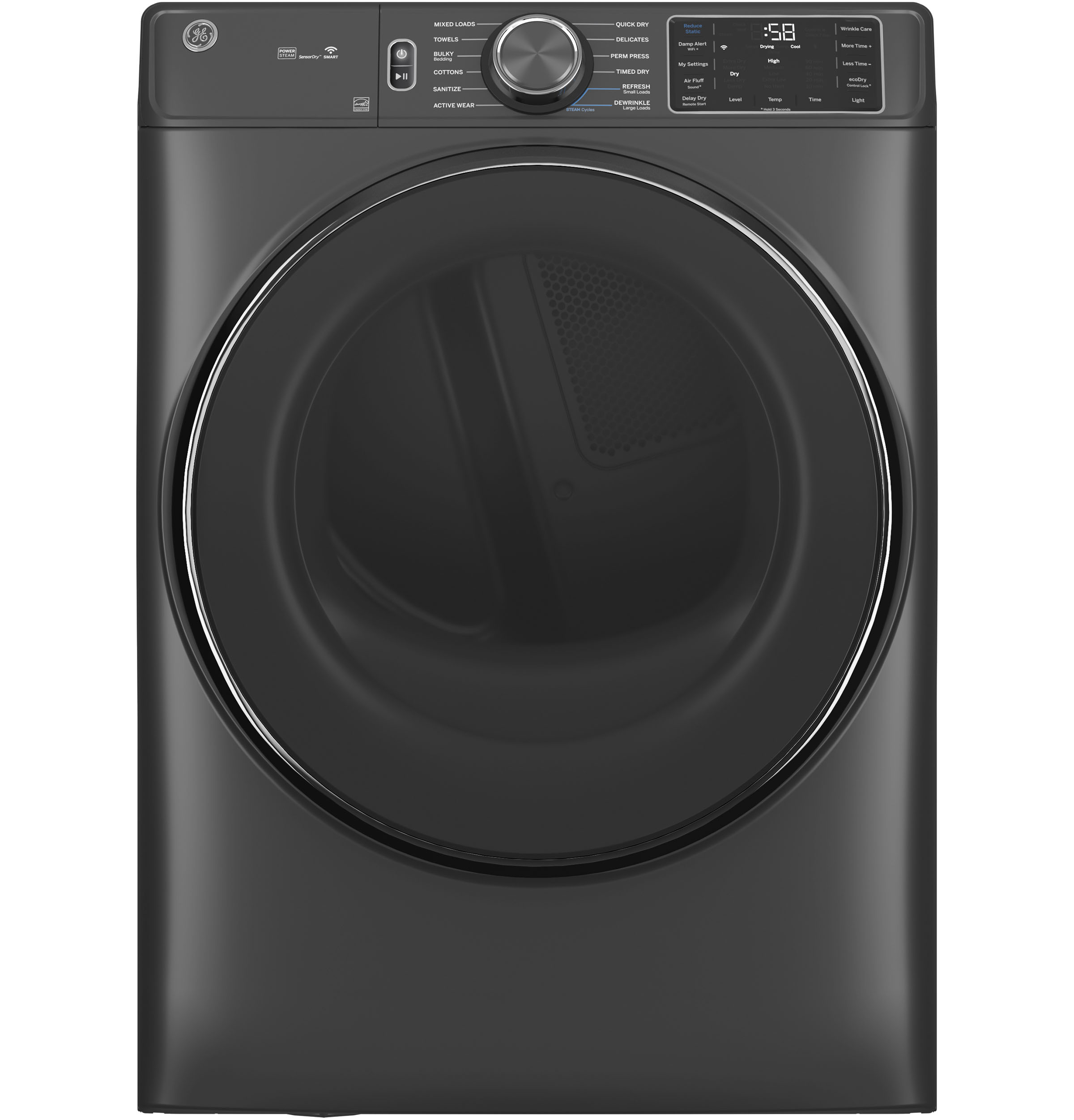 GE GE® ENERGY STAR® 7.8 cu. ft. Capacity Smart Front Load Electric Dryer with Steam and Sanitize Cycle