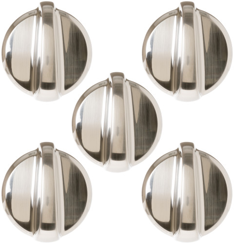 5 pack of RANGE KNOB WB03T10325 - STAINLESS STEEL LOOK