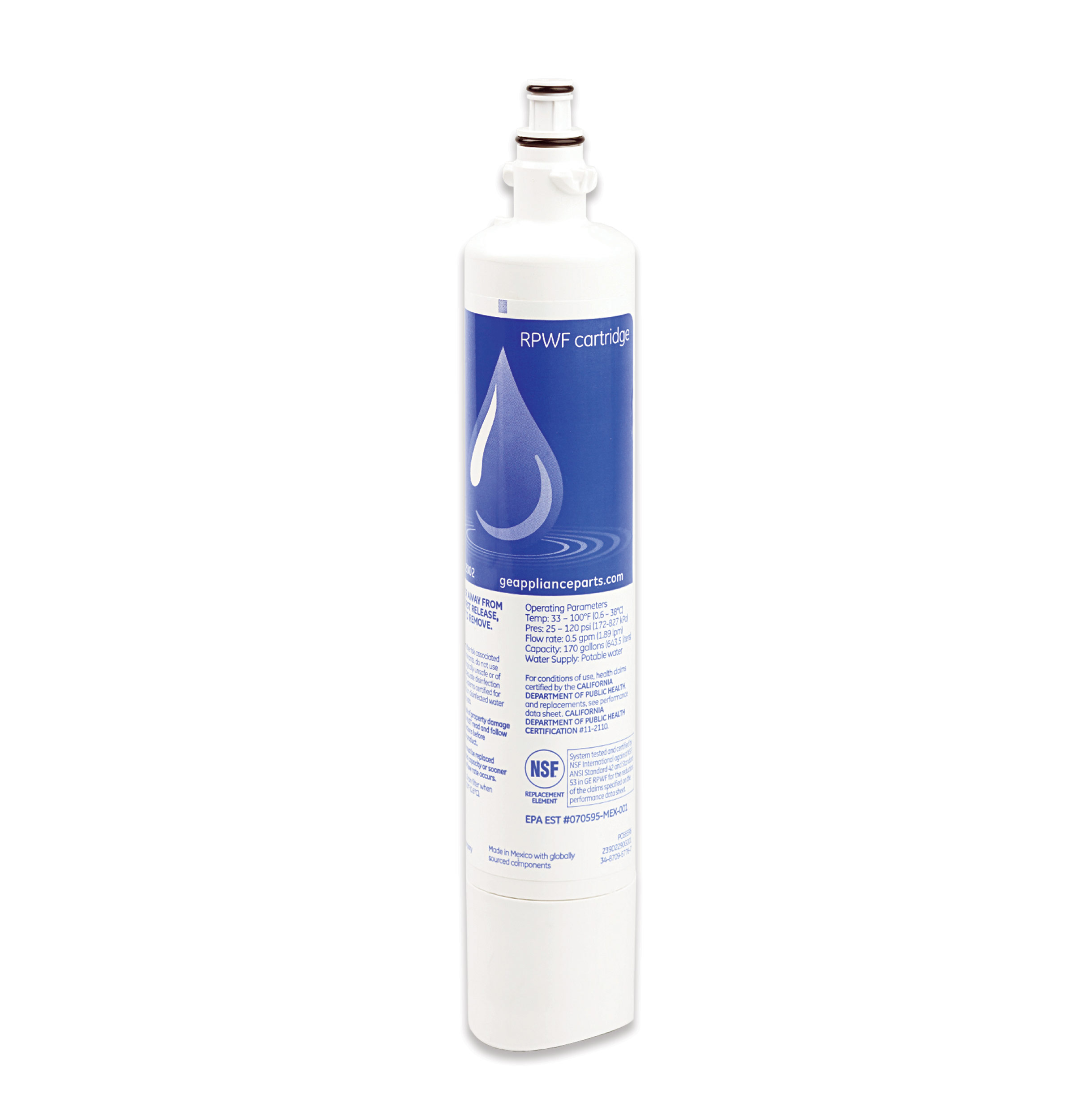 GE® Refrigerator Water Filter — Model #: RPWF
