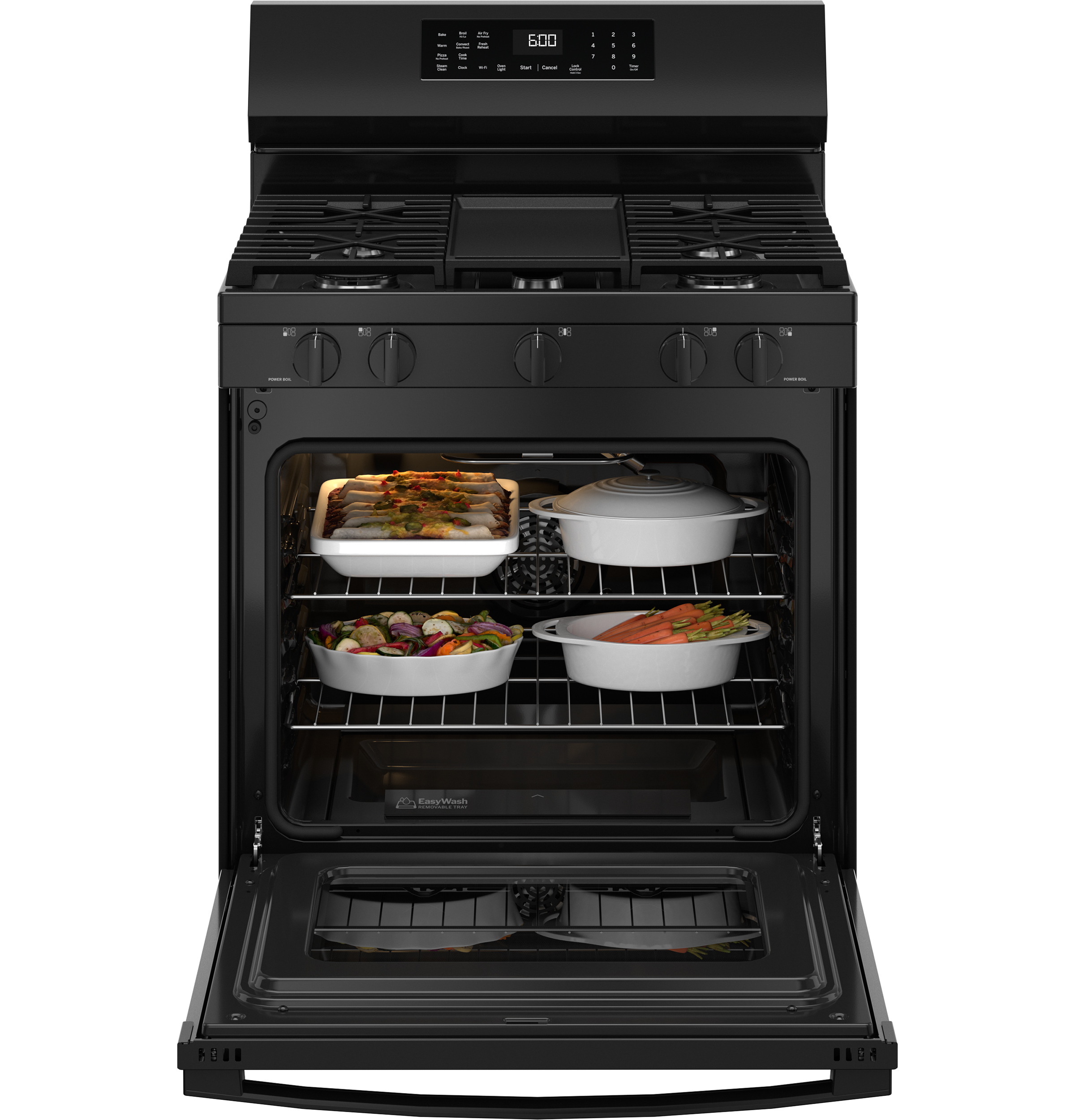 GE GGF600AVBB GE® 30" FreeStanding Gas Convection Range with No