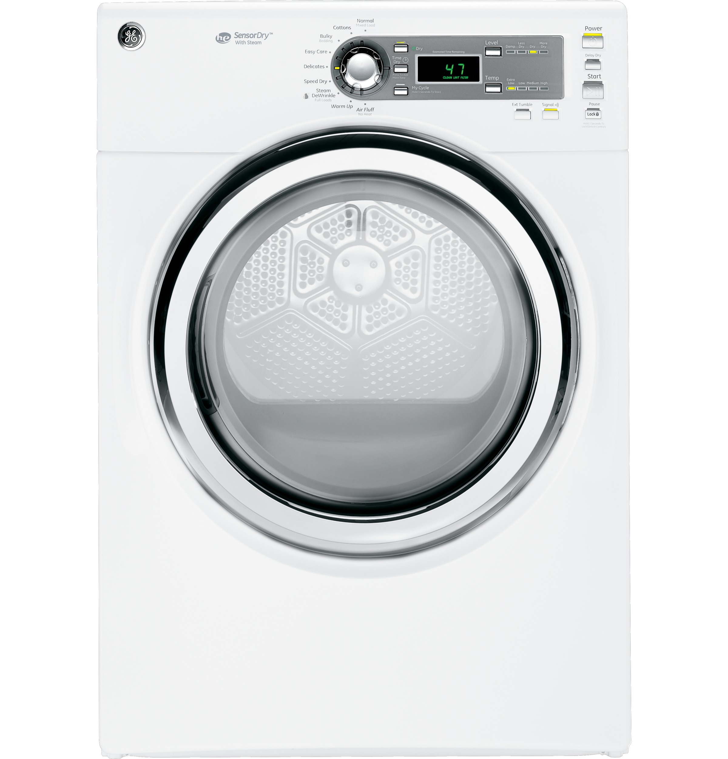 GE®  7.0 cu.ft. capacity gas dryer with steam