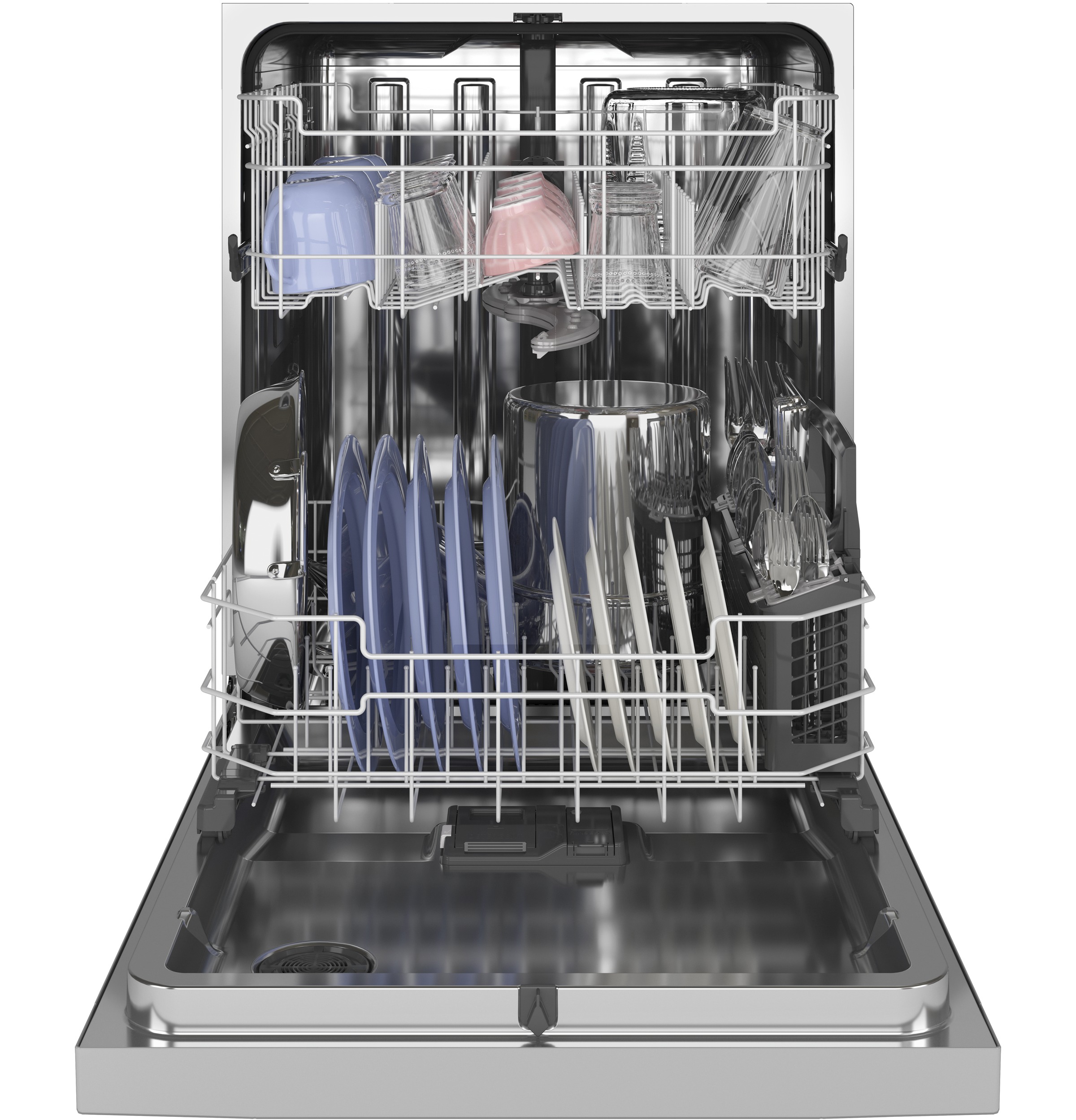 GE® Front Control with Stainless Steel Interior Dishwasher with Sanitize Cycle & Dry Boost