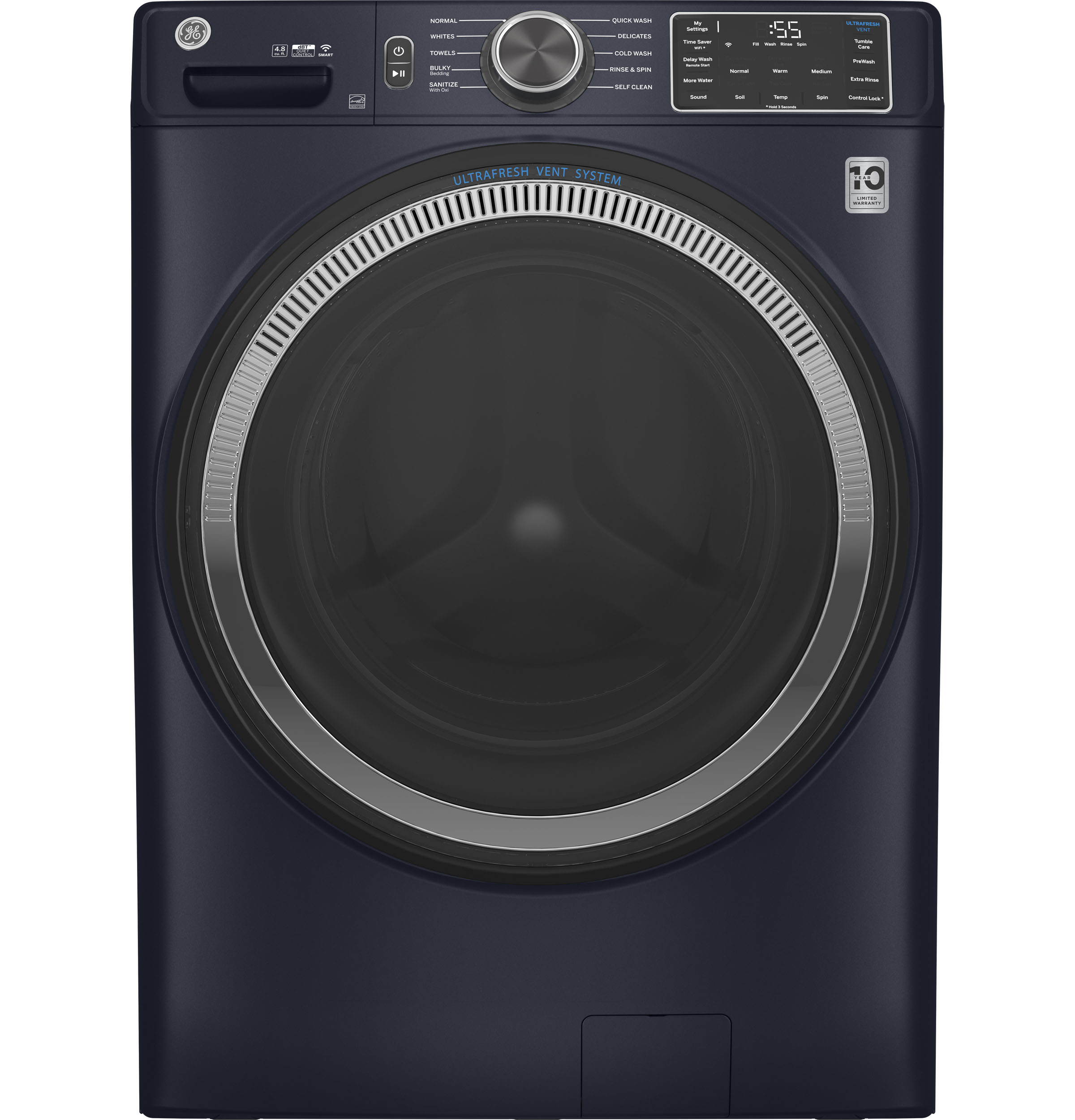 GE® ENERGY STAR® 4.8 cu. ft. Capacity Smart Front Load  Washer with UltraFresh Vent System with OdorBlock™ and Sanitize w/Oxi