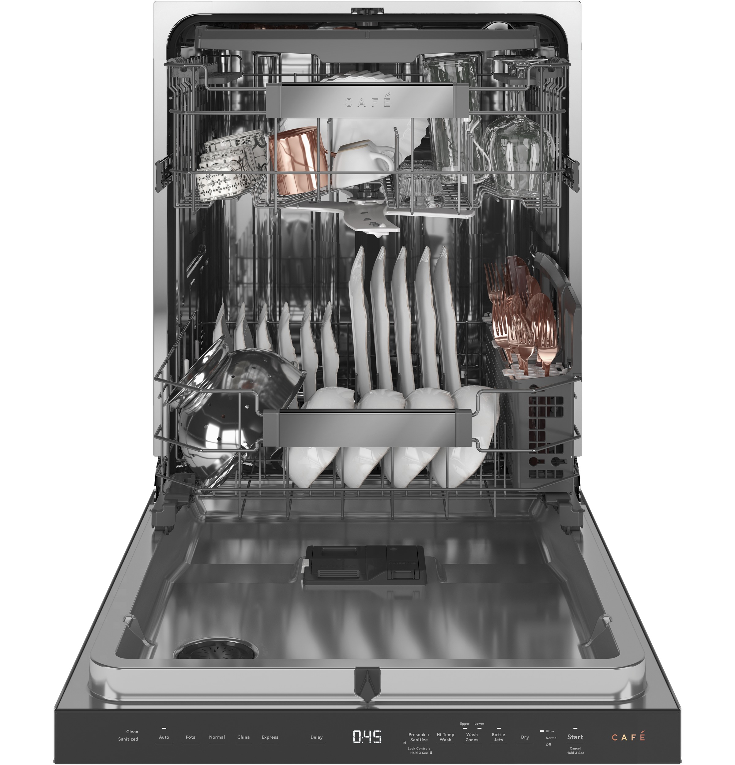 Café™ Stainless Steel Interior Dishwasher with Sanitize and Ultra Wash & Dry in Platinum Glass