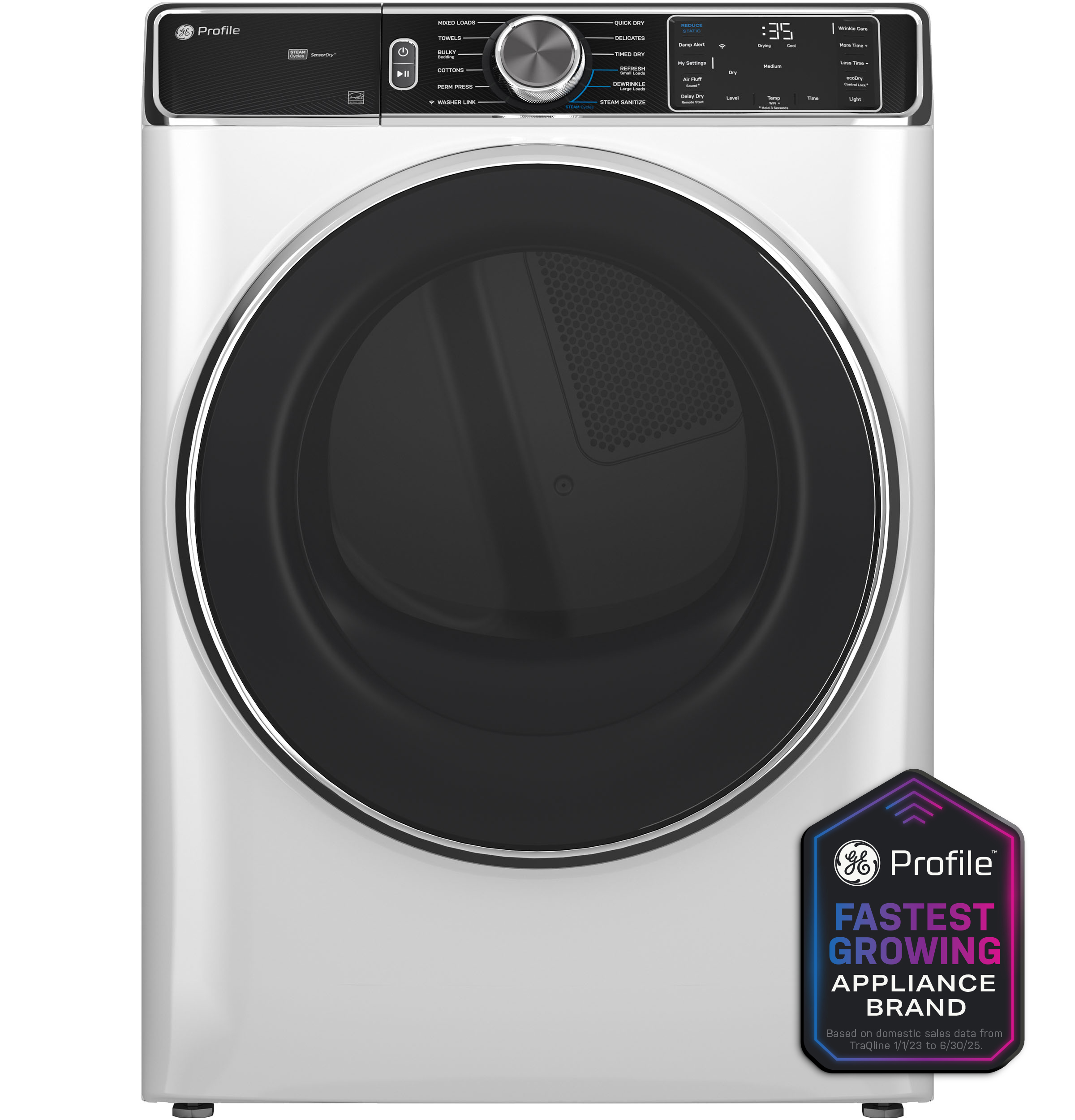 GE Profile™ 7.8 cu. ft. Capacity Smart Front Load Electric Dryer with Steam and Sanitize Cycle