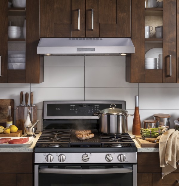 Four-speed with boost, 390-CFM Range Hood Blower venting system