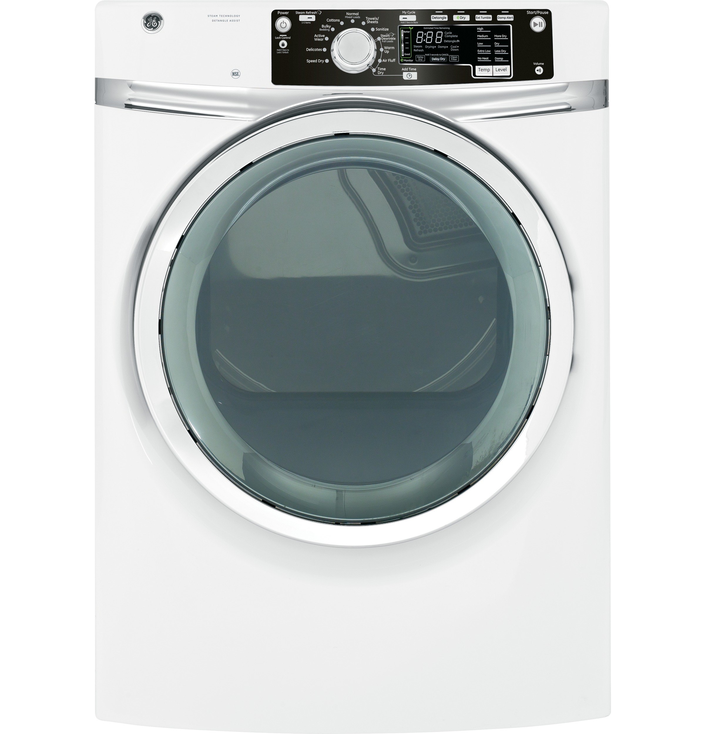 GE® 8.1 cu. ft. capacity Front Load electric dryer with steam