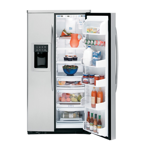 GE Profile™ ENERGY STAR® 25.5 Cu. Ft. Stainless-Wrapped Side-by-Side Refrigerator with Dispenser