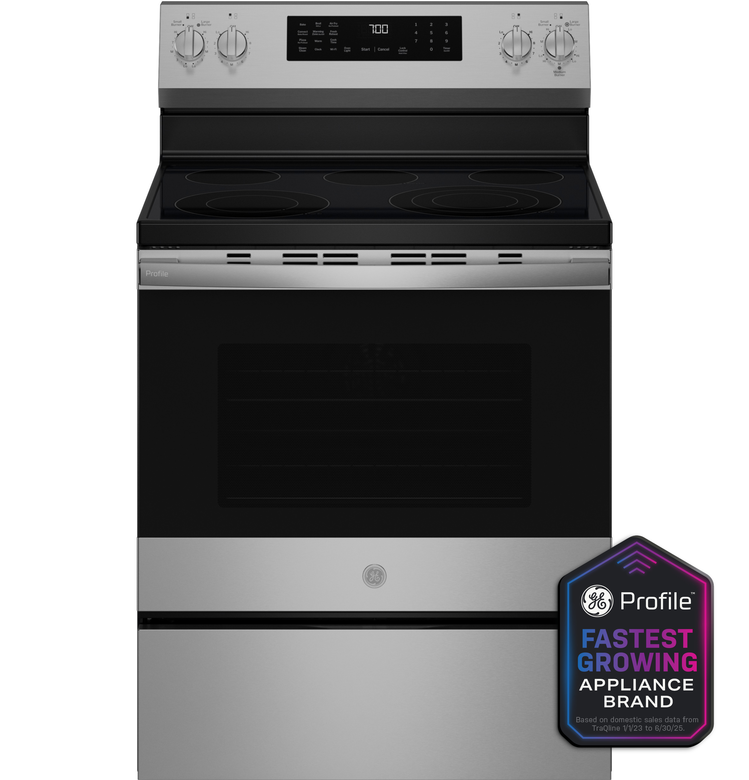 GE Profile™ ENERGY STAR® 30” Smart Free-Standing Electric Convection Range with No Preheat Air Fry and EasyWash™ Oven Tray