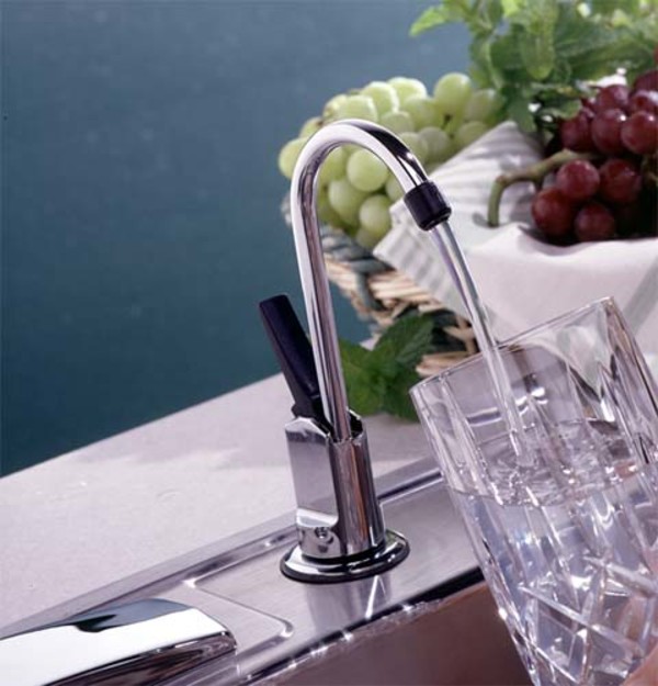 Chrome with black SmartWater™ faucet with monitor