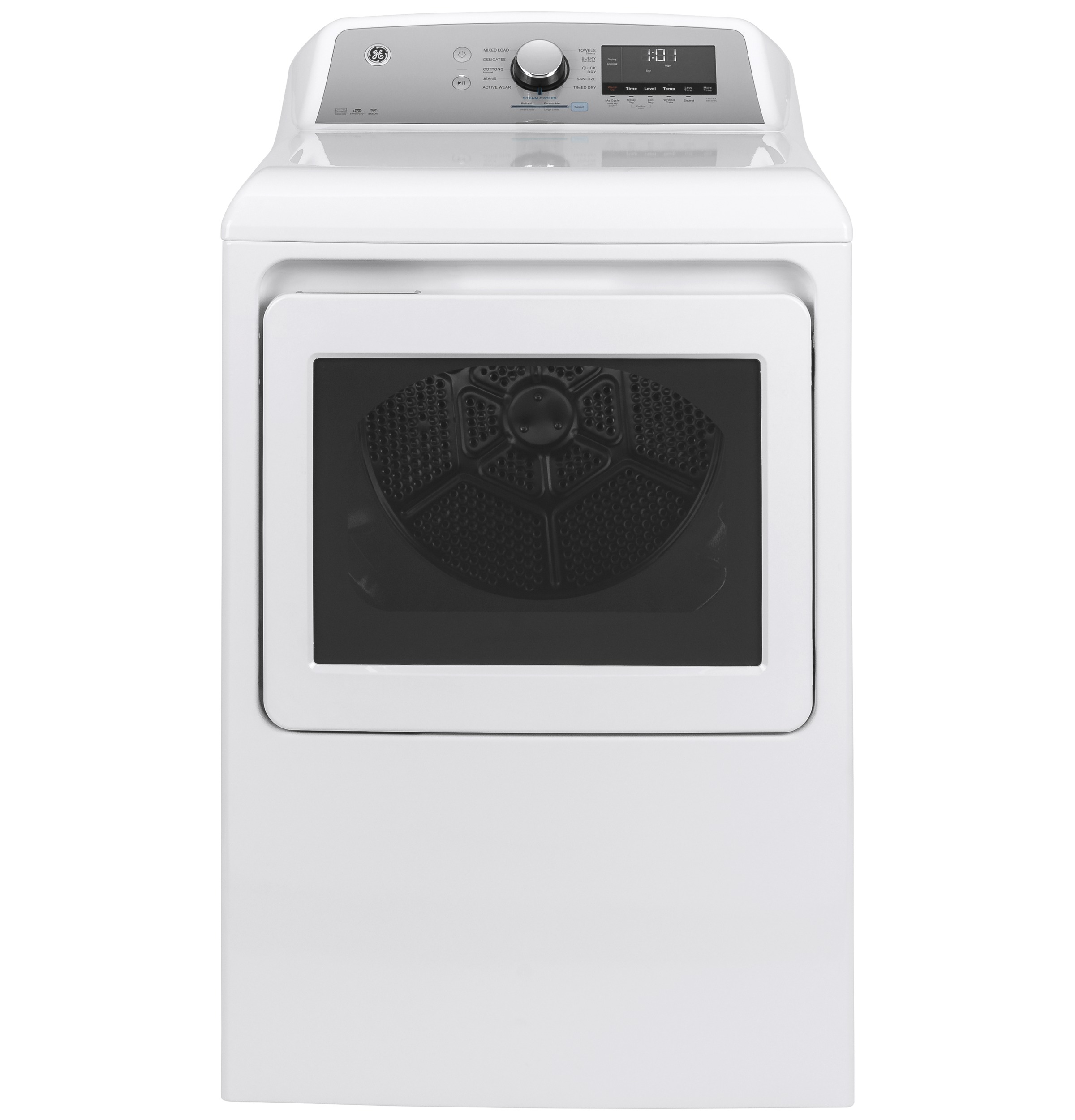 GE® ENERGY STAR® 7.4 cu. ft. Capacity Smart aluminized alloy drum Electric Dryer with Sanitize Cycle and Sensor Dry