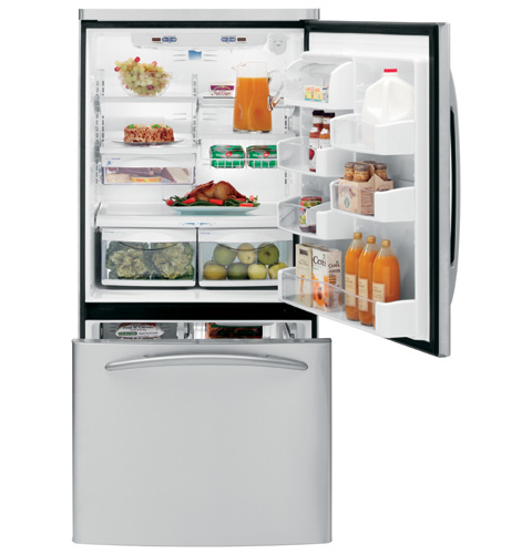 GE Profile™ ENERGY STAR® 22.2 Cu. Ft. Stainless Steel-Wrapped Bottom-Freezer Drawer Refrigerator