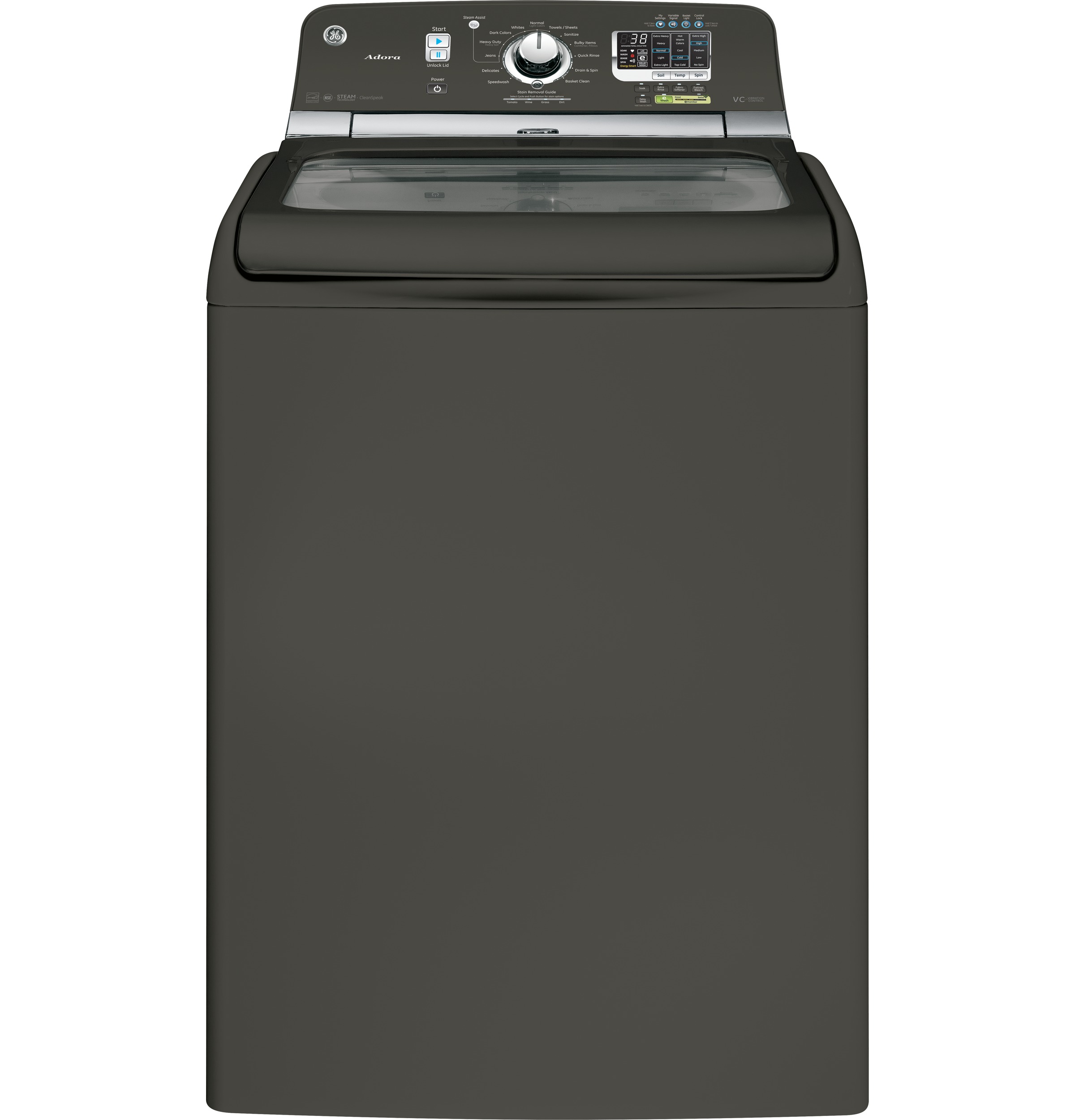 GE® 5.0 DOE cu. ft. capacity washer with stainless steel basket and steam