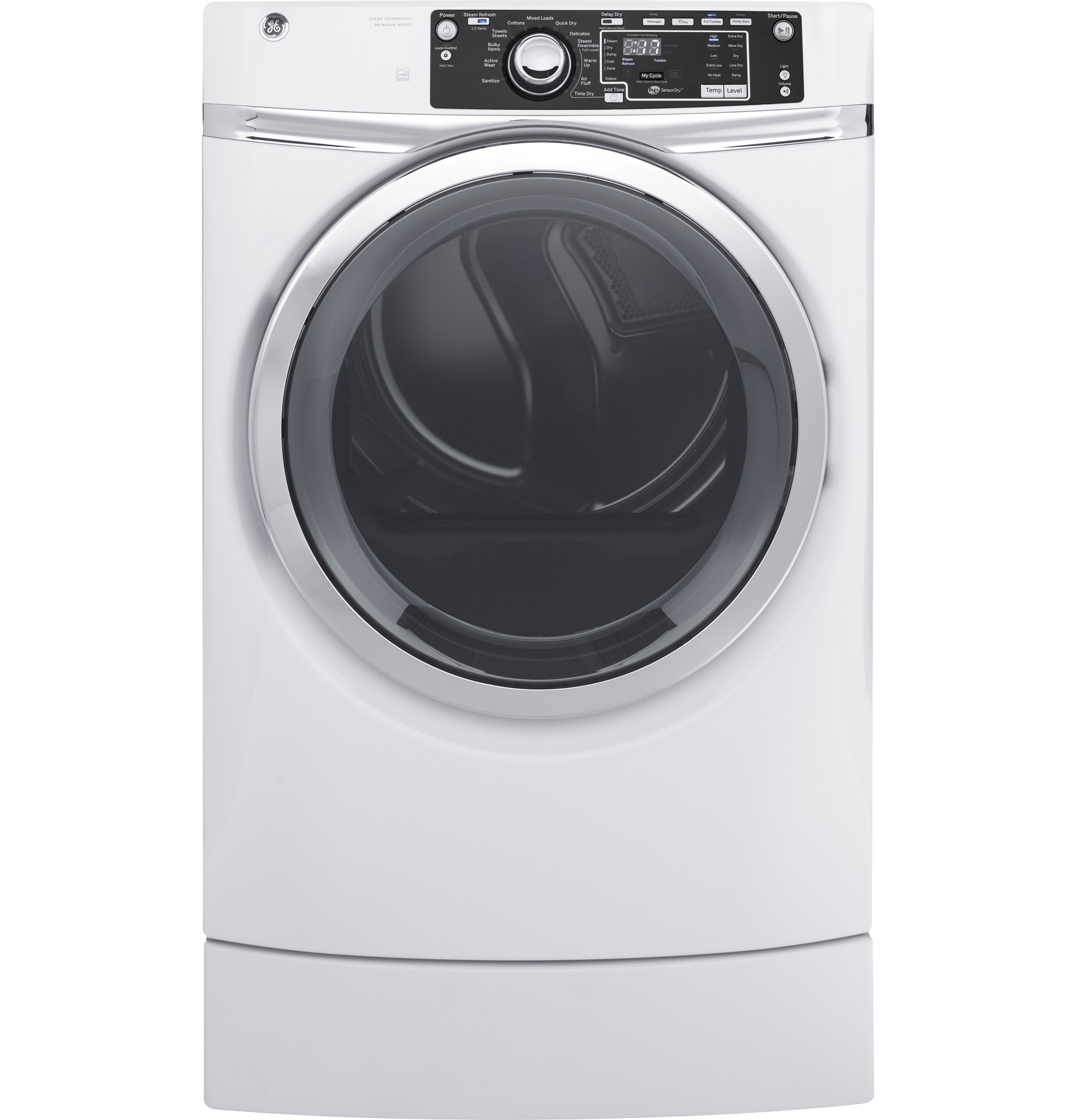 GE® 8.3 cu. ft. Capacity RightHeight™ Front Load Gas ENERGY STAR® Dryer with Steam