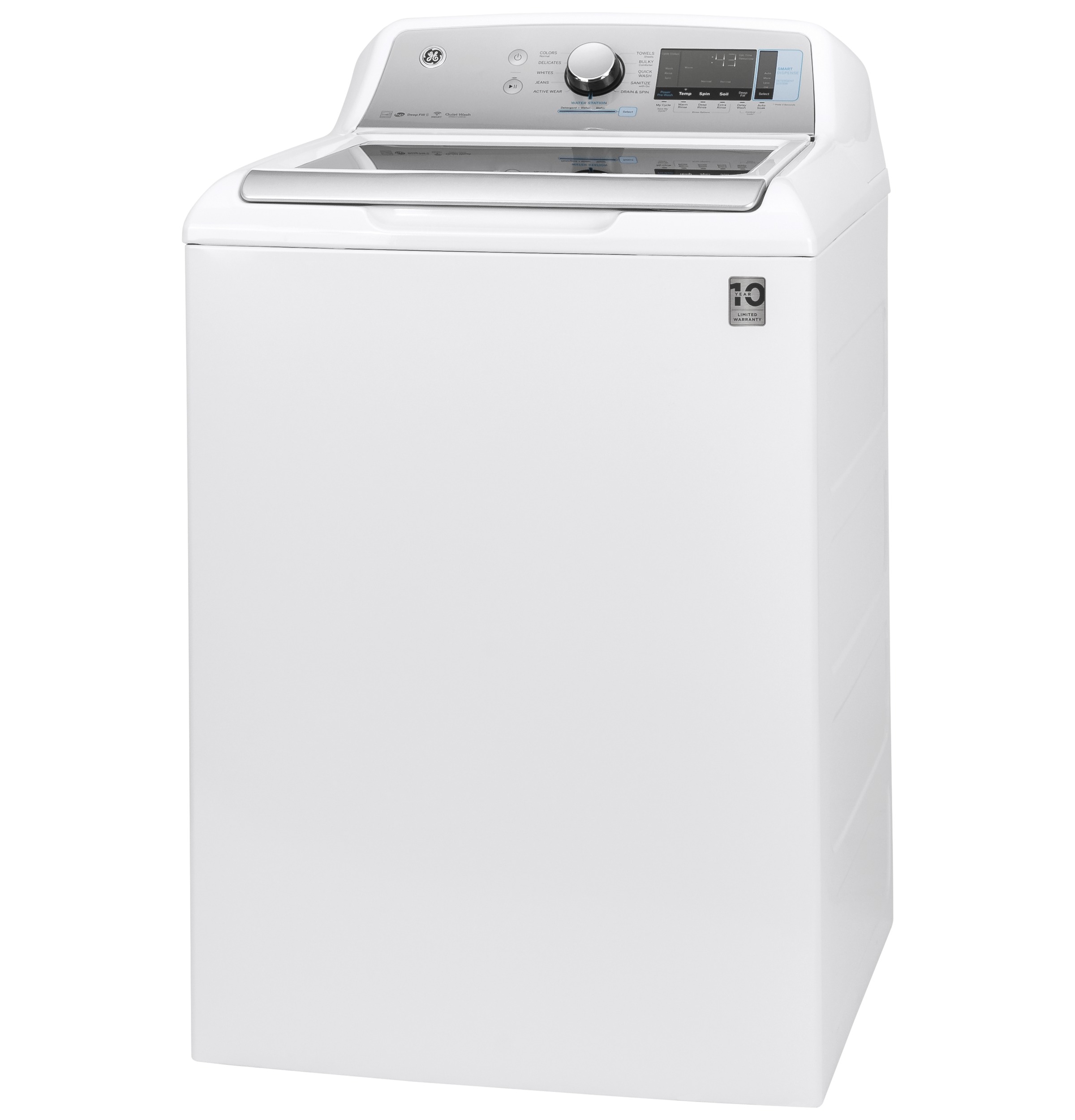 GE® 5.2 cu. ft. Capacity Smart Washer with Sanitize w/Oxi and SmartDispense