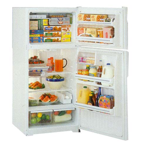 GE® Top Mount, No Frost, 417 Liters (Freezer 108 Liters), Glass Shelves, White Handle, Clear Interior